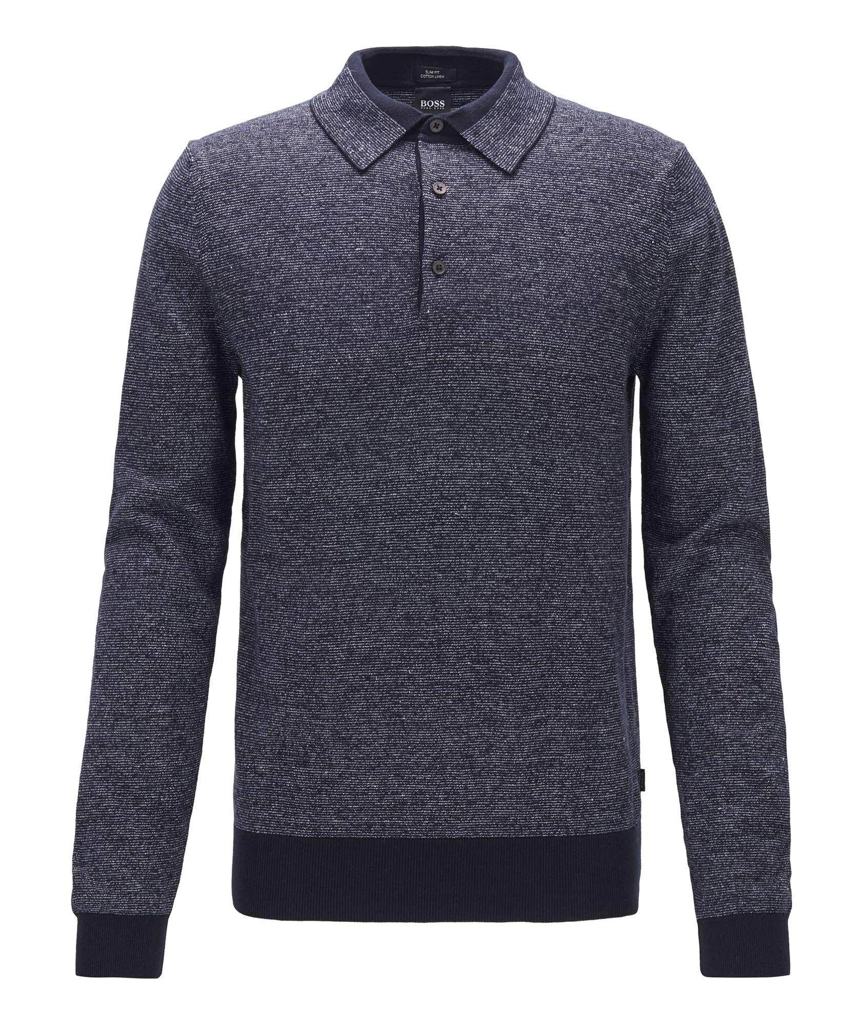 Long-Sleeve Cotton-Linen Polo image 0