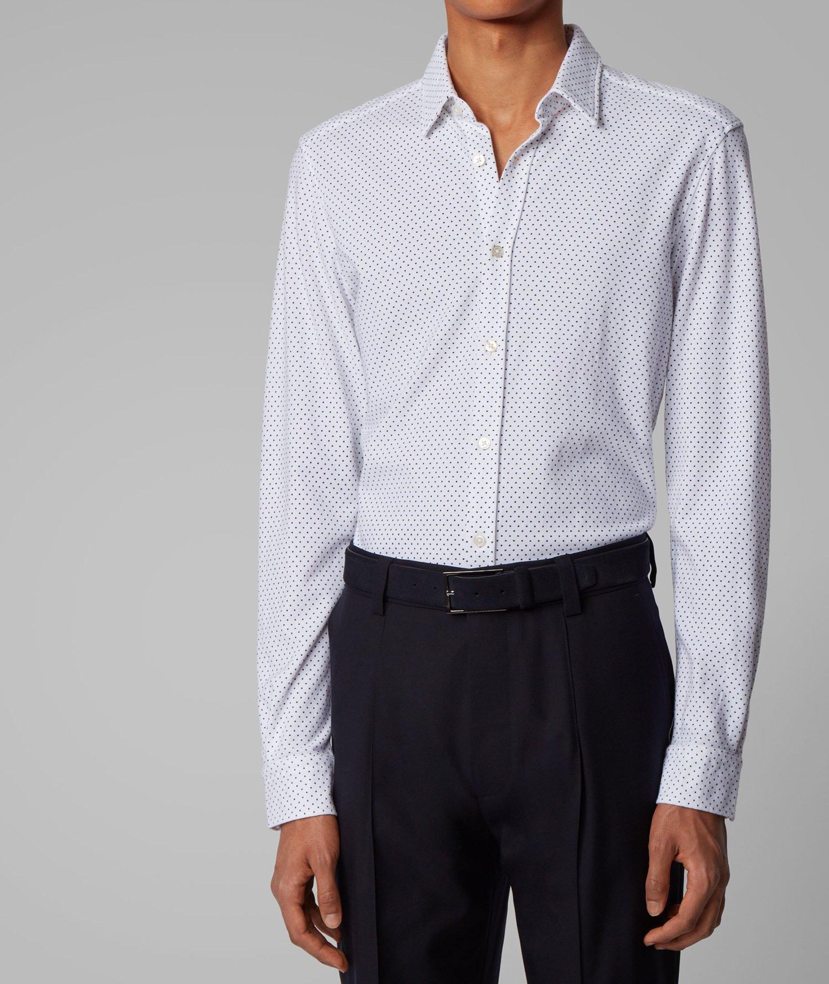 Chemise en coton piqué à motif pointillé de coupe amincie image 1