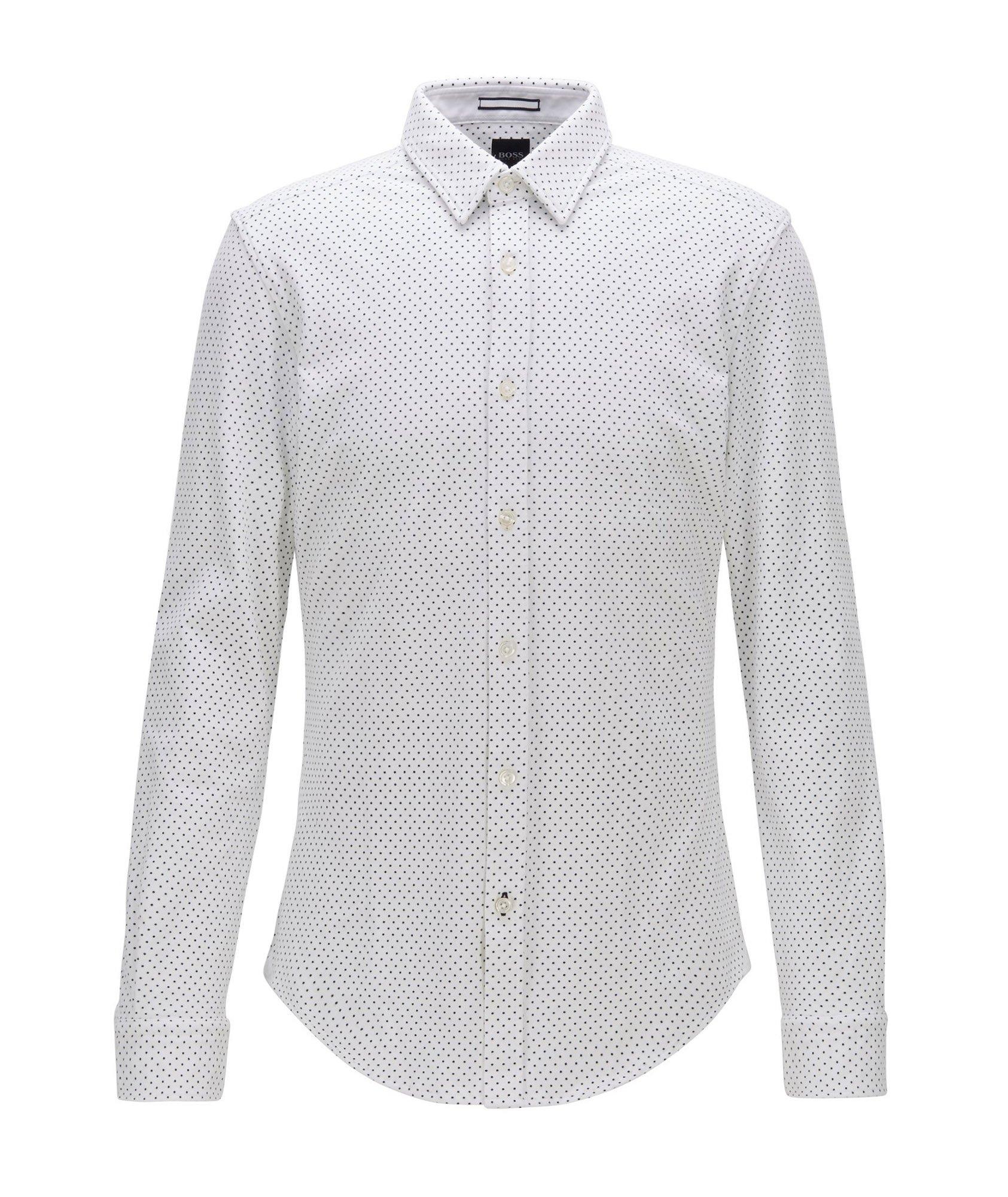 Chemise en coton piqué à motif pointillé de coupe amincie image 0