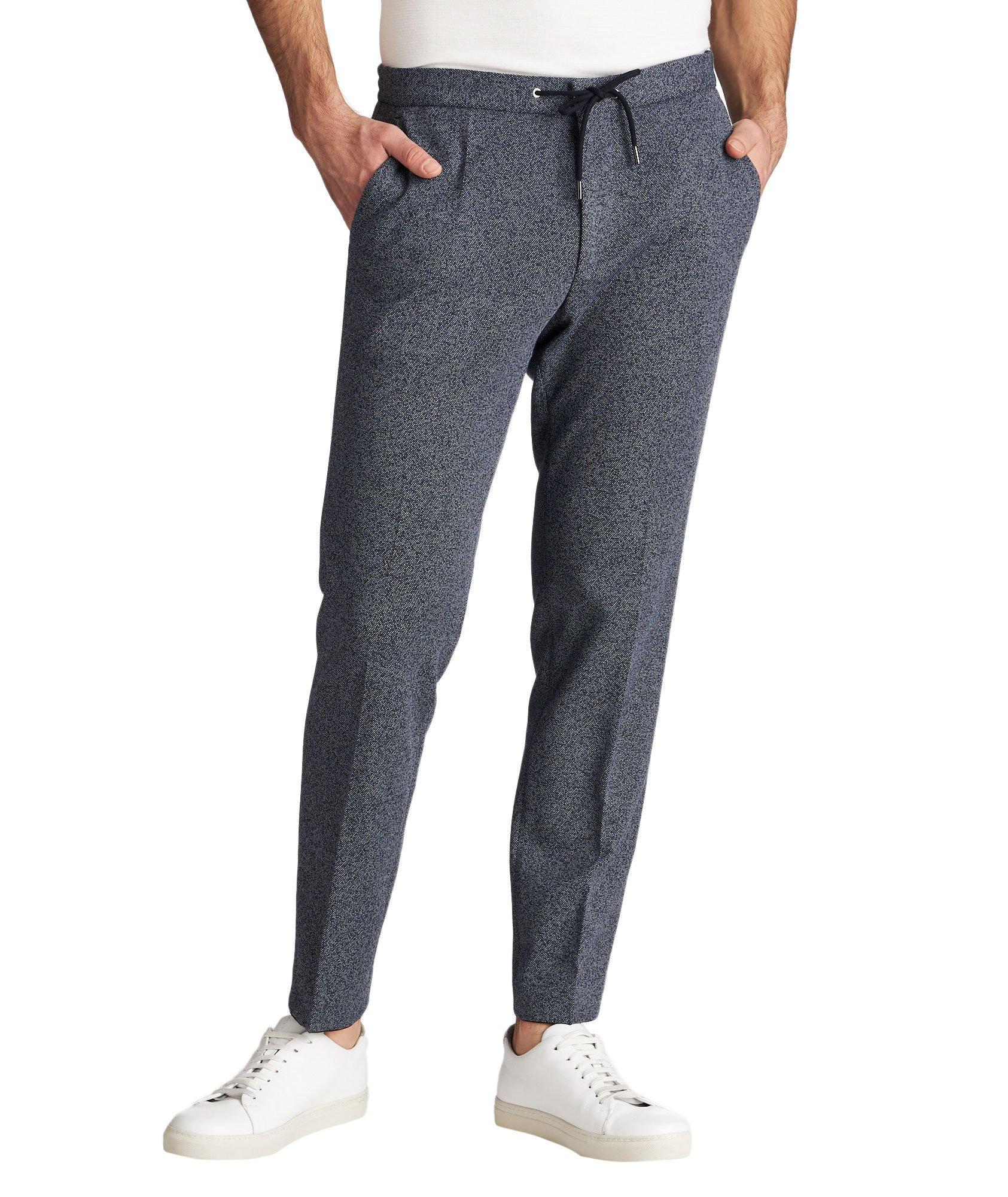 Pantalon habillé en mélange de coton à taille à cordon image 0