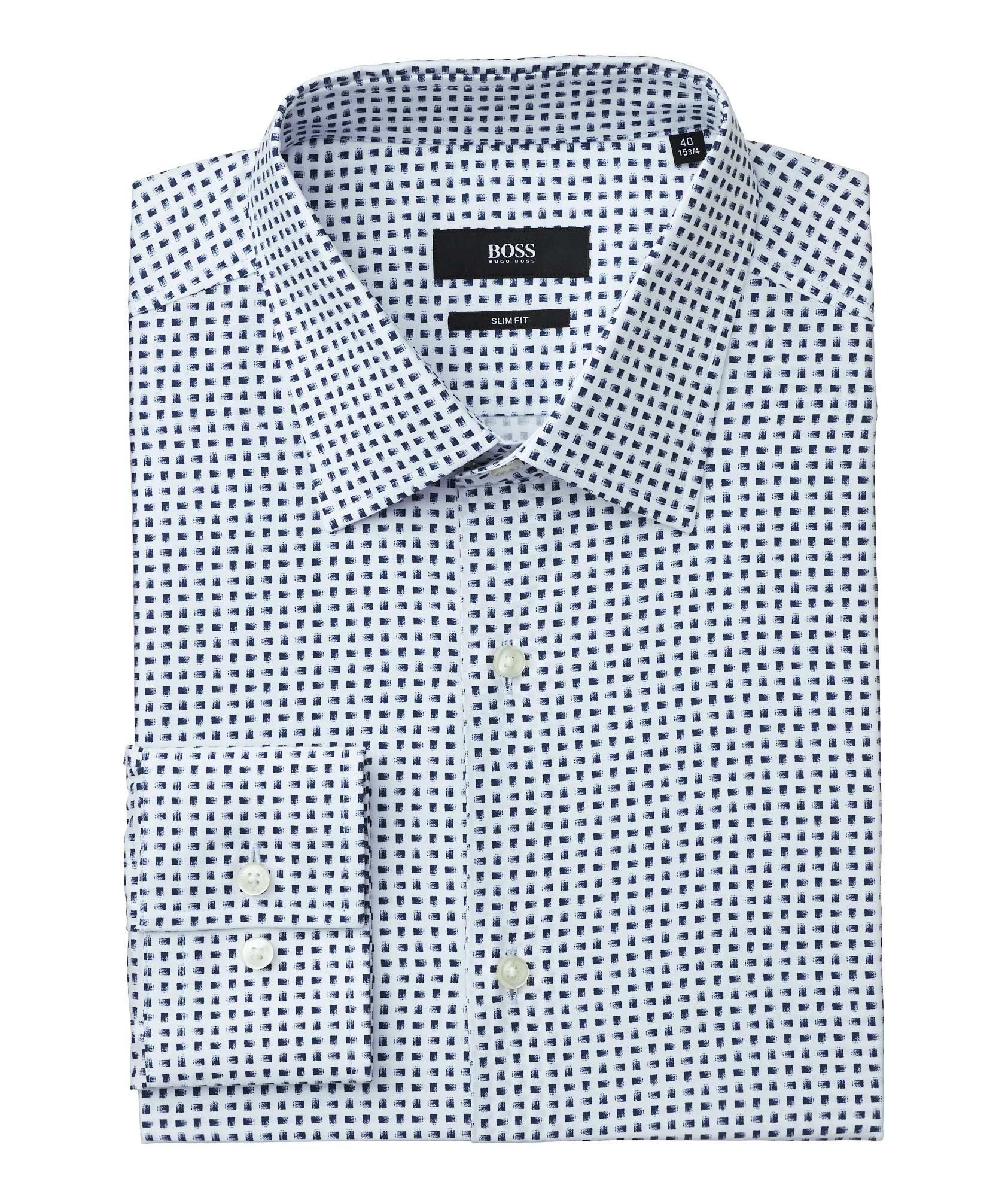 Slim Fit Check-Printed Cotton Dress Shirt image 0