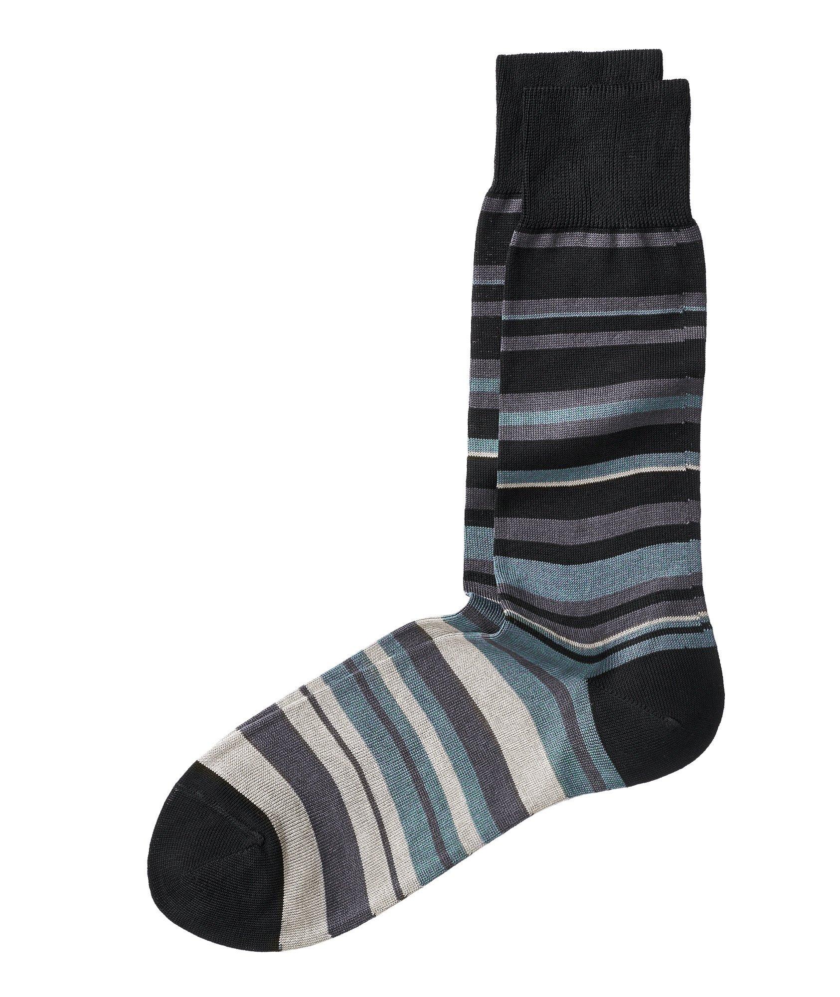 Striped Mercerized Cotton-Blend Socks image 0