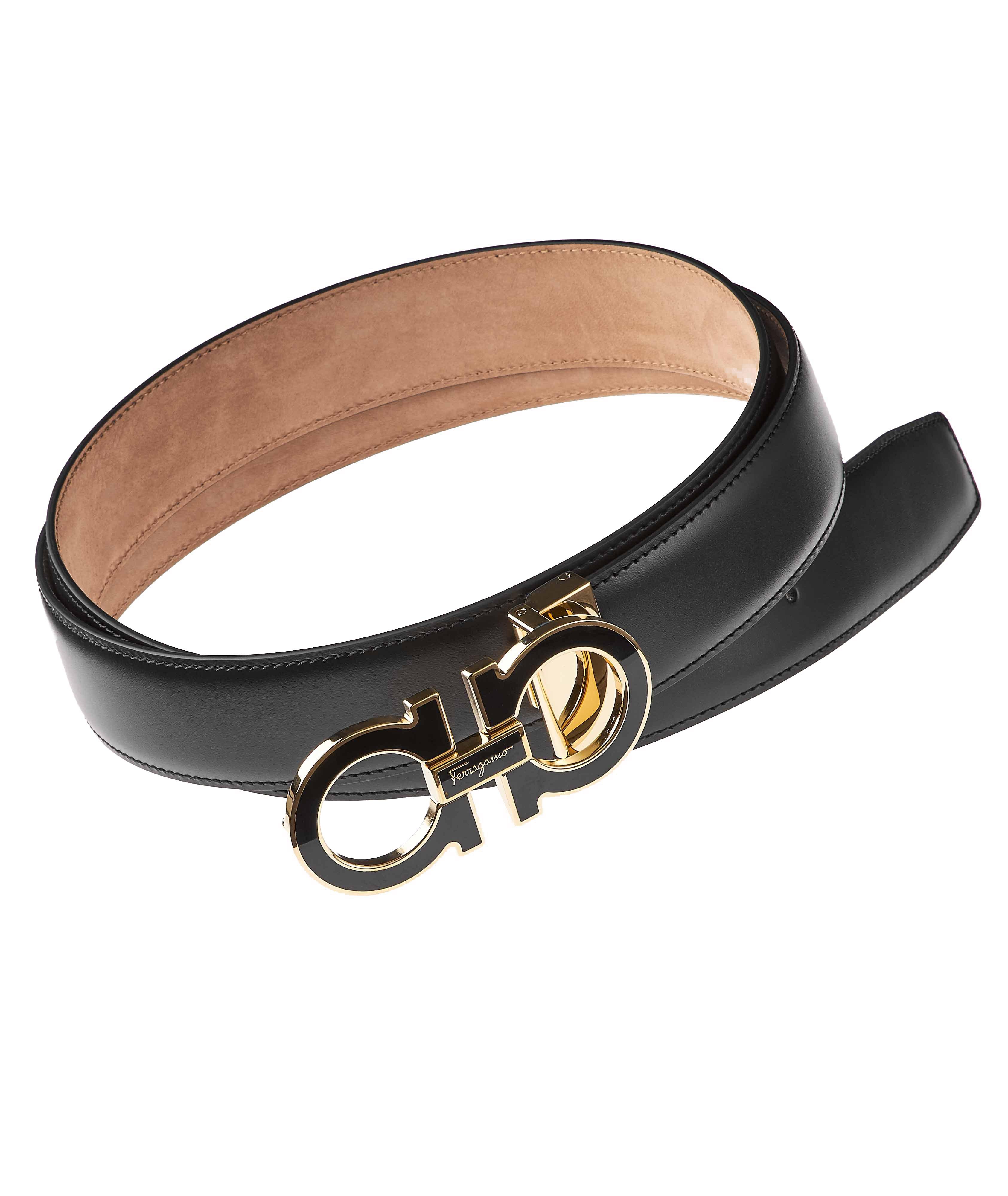 Double Gancini Leather Belt image 0