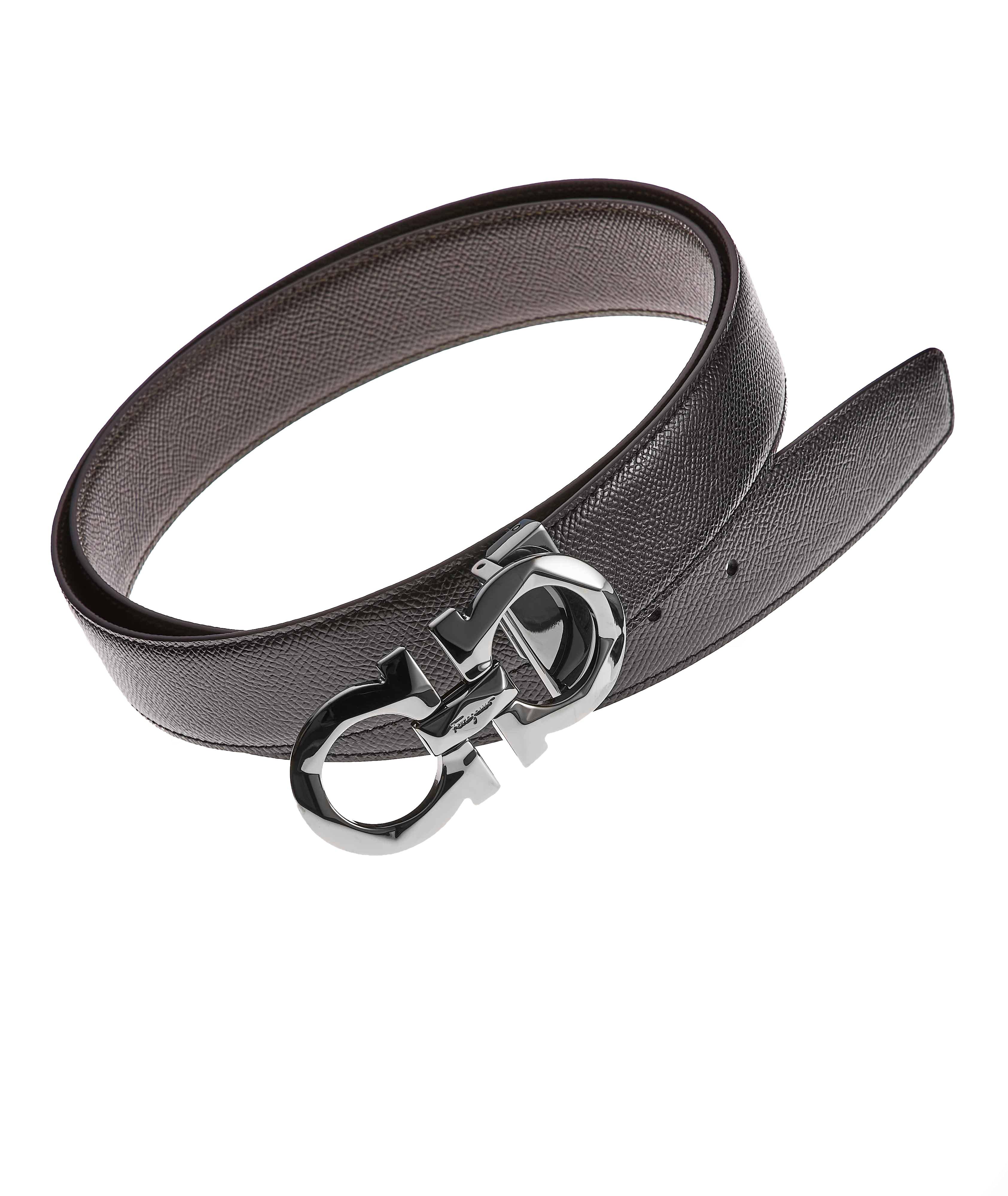 Reversible Double Gancini Leather Belt image 0