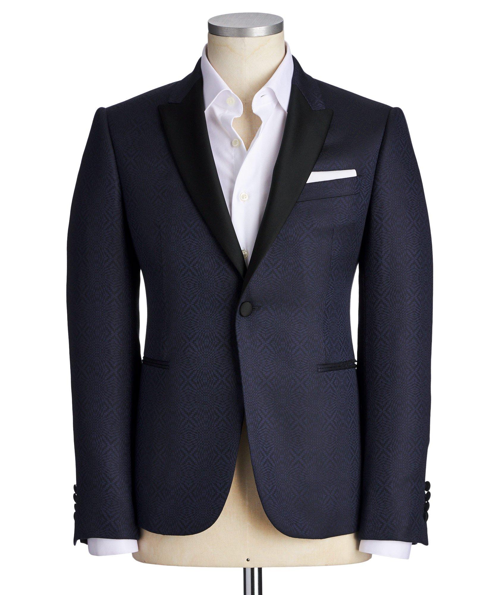 Printed Wool-Silk M-Line Tuxedo Jacket image 0