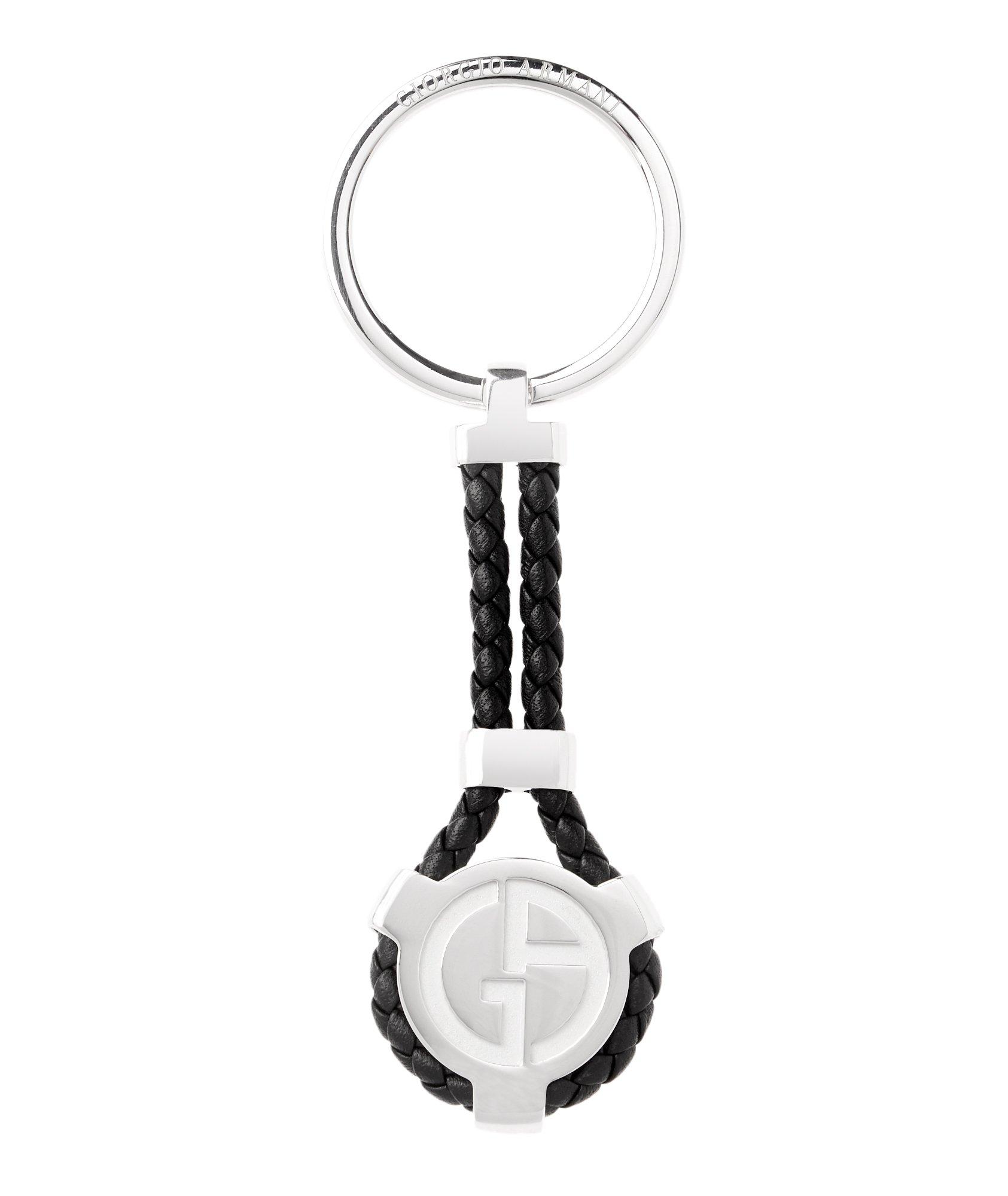 Braided Leather & Silver Keychain image 0