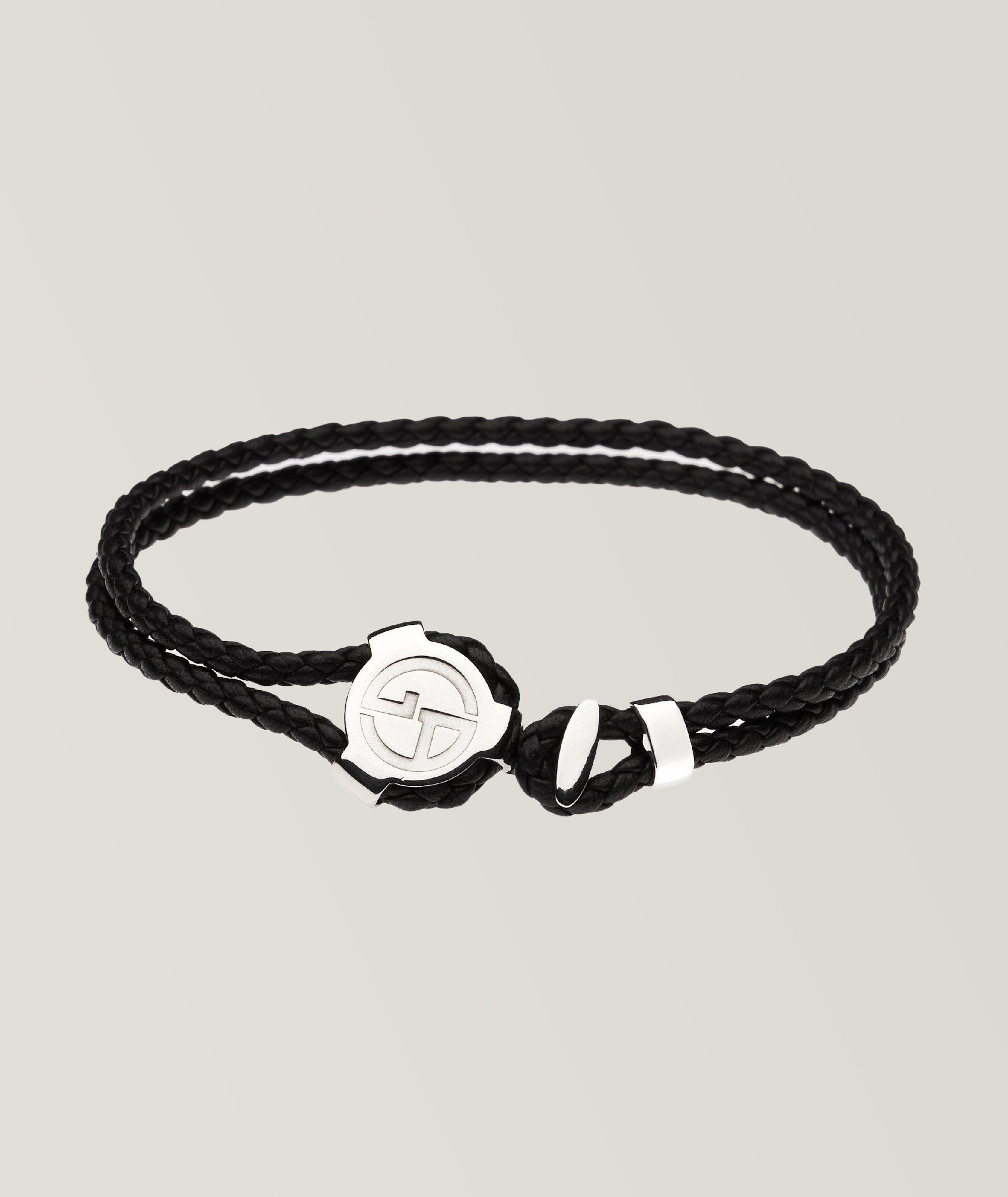 Braided Leather & Silver Bracelet image 0