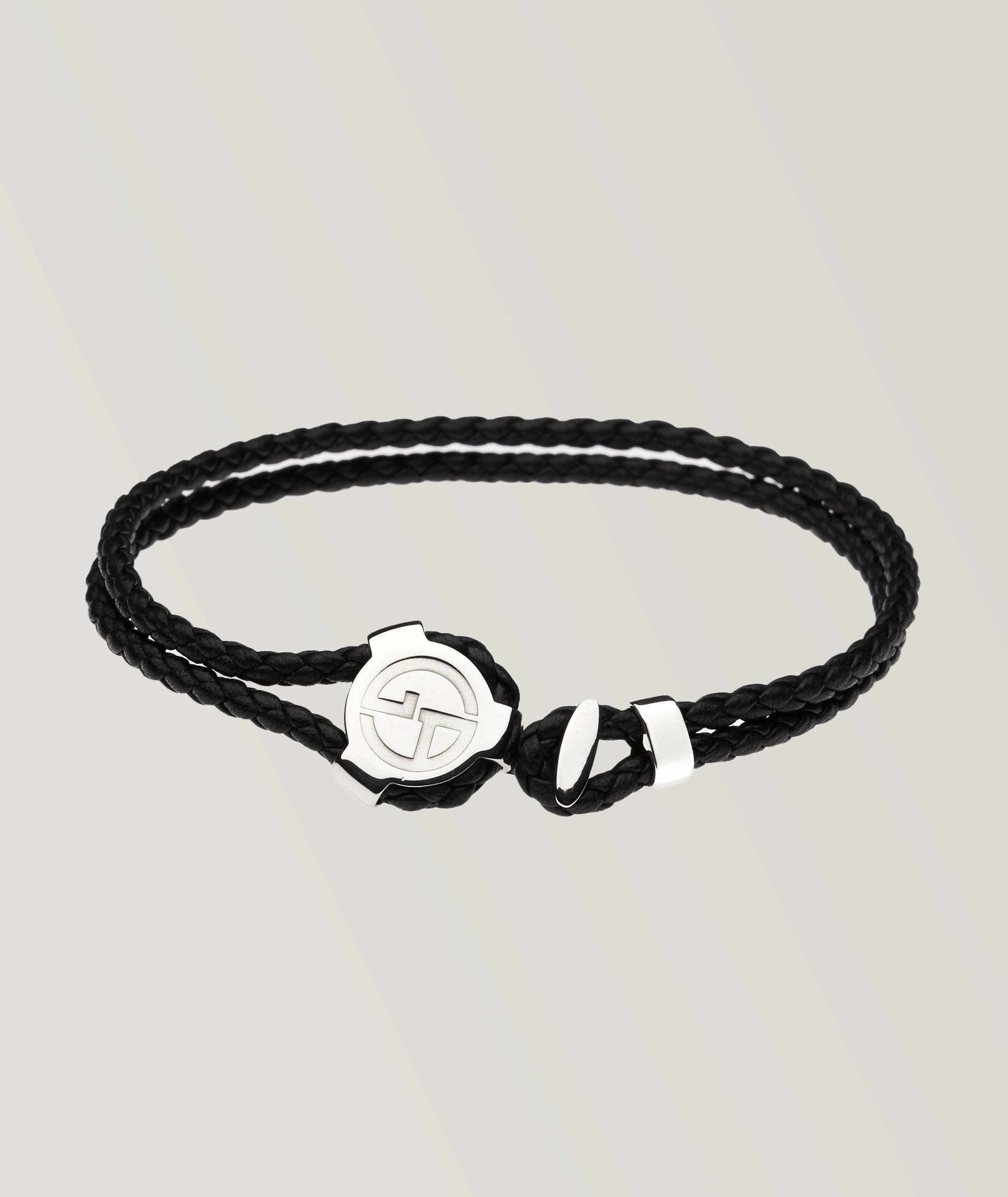 Bracelet en cuir tressé et argent image 0