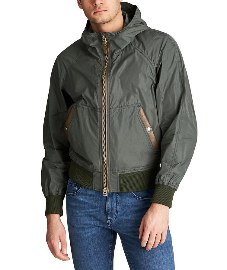 Leather-Trimmed Hooded Jacket image 0