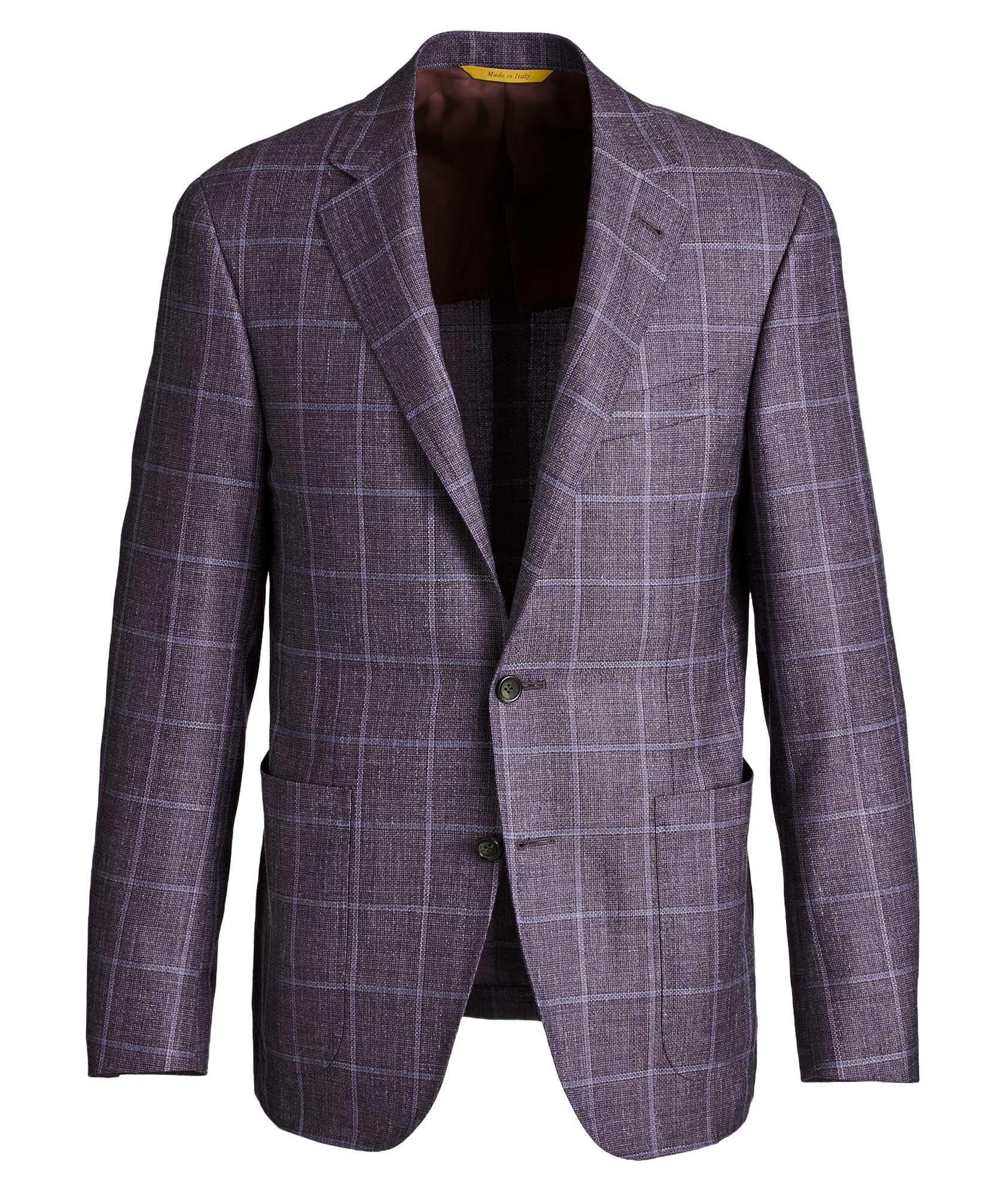 Kei Windowpane Checked Wool, Silk & Linen Sports Jacket image 0