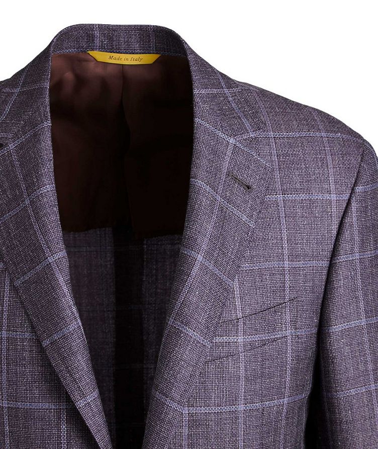 Kei Windowpane Checked Wool, Silk & Linen Sports Jacket image 1