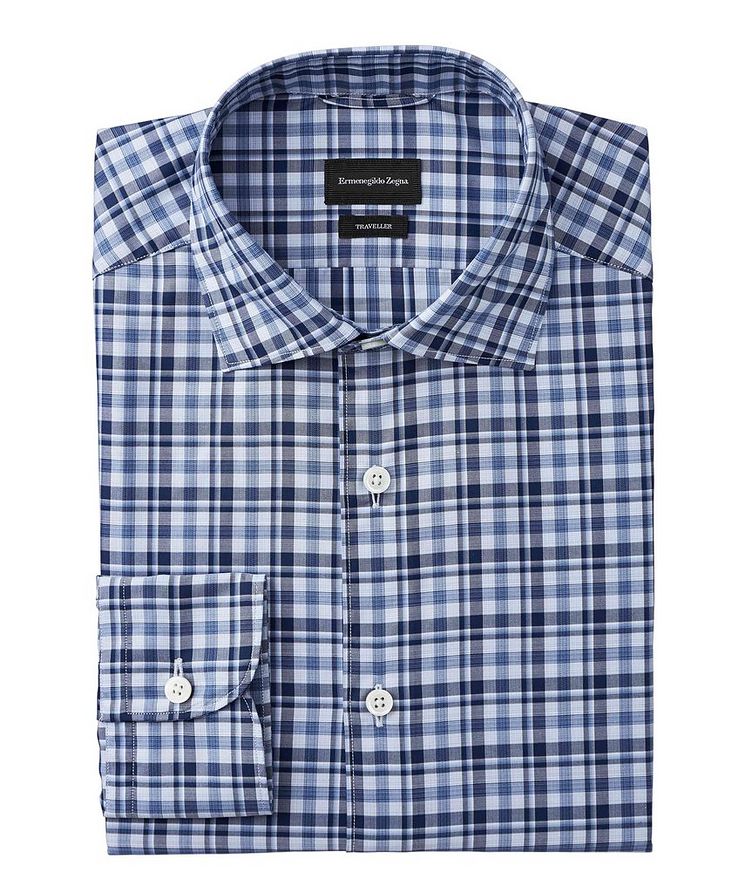 Tailored Fit Checked Traveler Dress Shirt image 0