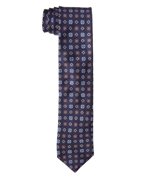 Geometric Floral Linen-Silk Tie picture 1