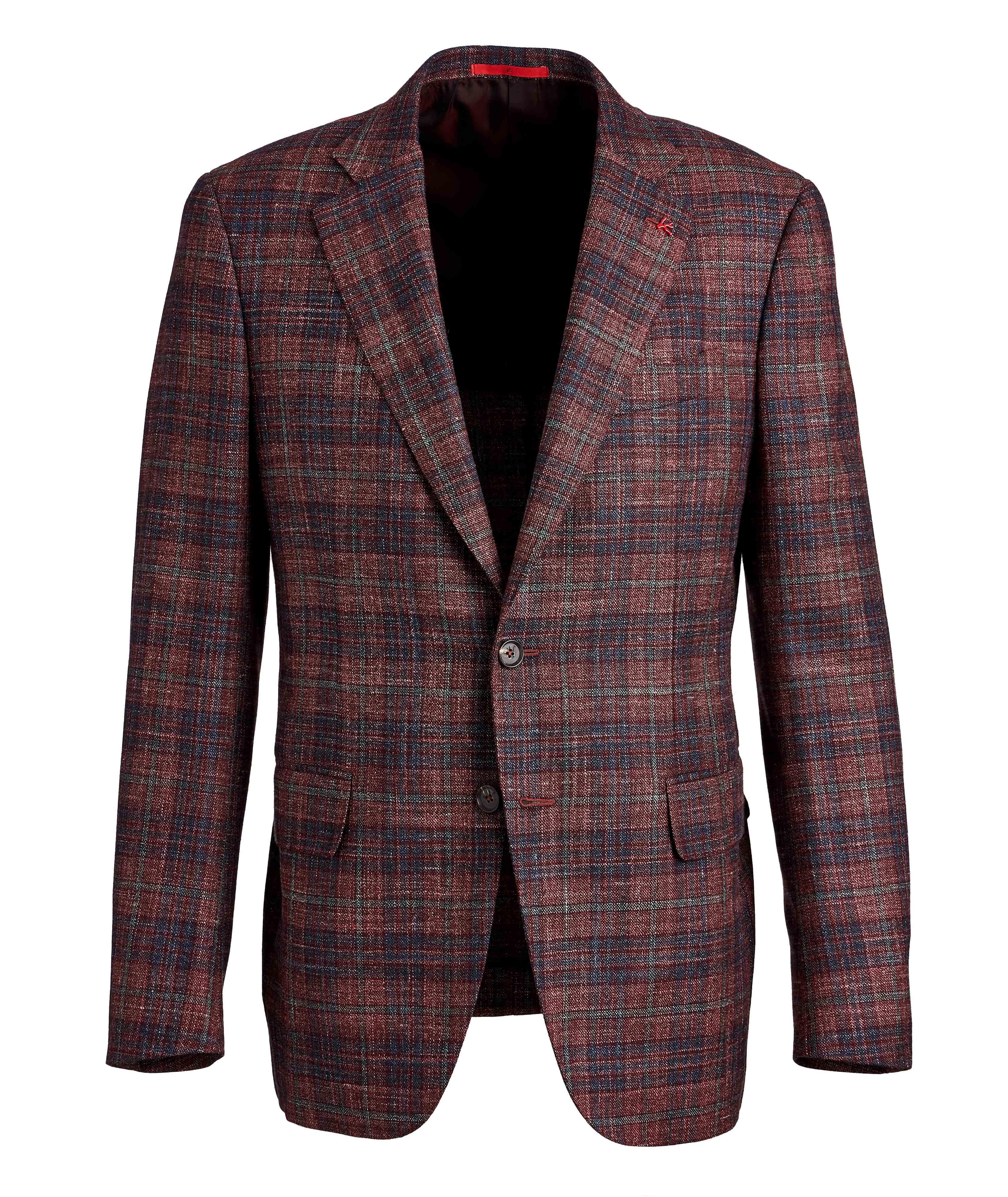 Checked Wool, Silk & Linen Sports Jacket image 0