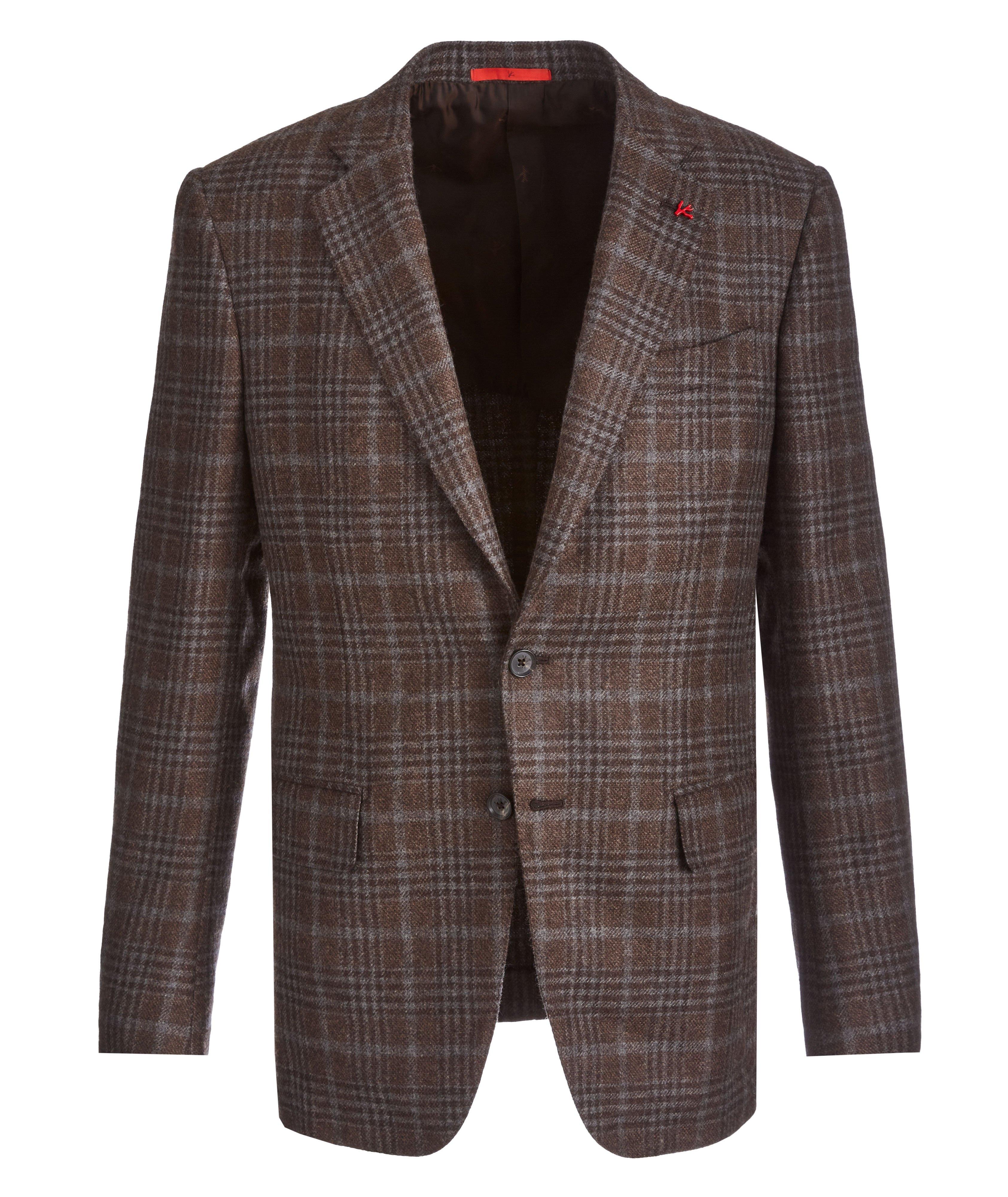 Slim Fit Plaid Cashmere Sports Jacket image 0