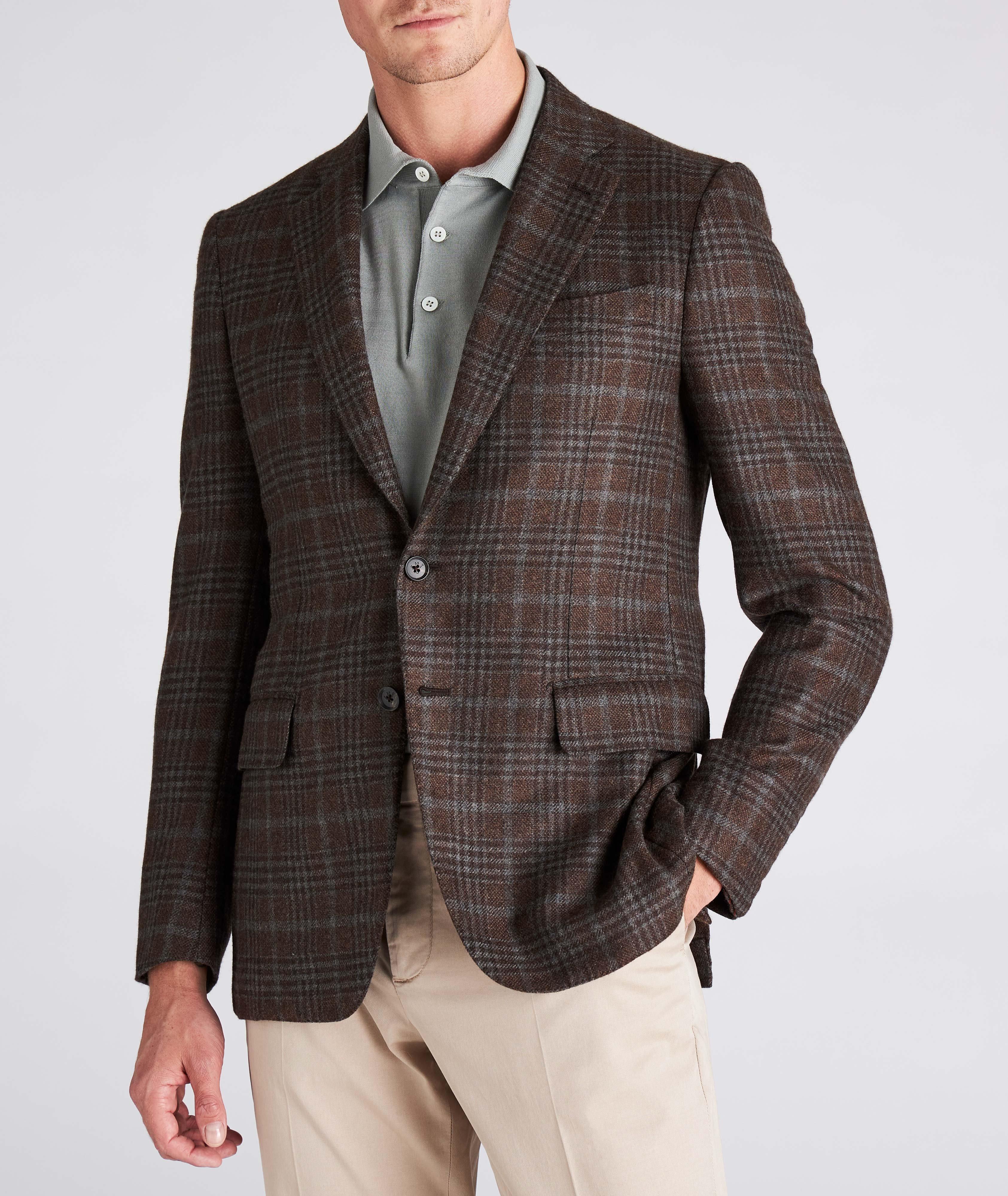 Slim Fit Plaid Cashmere Sports Jacket image 1