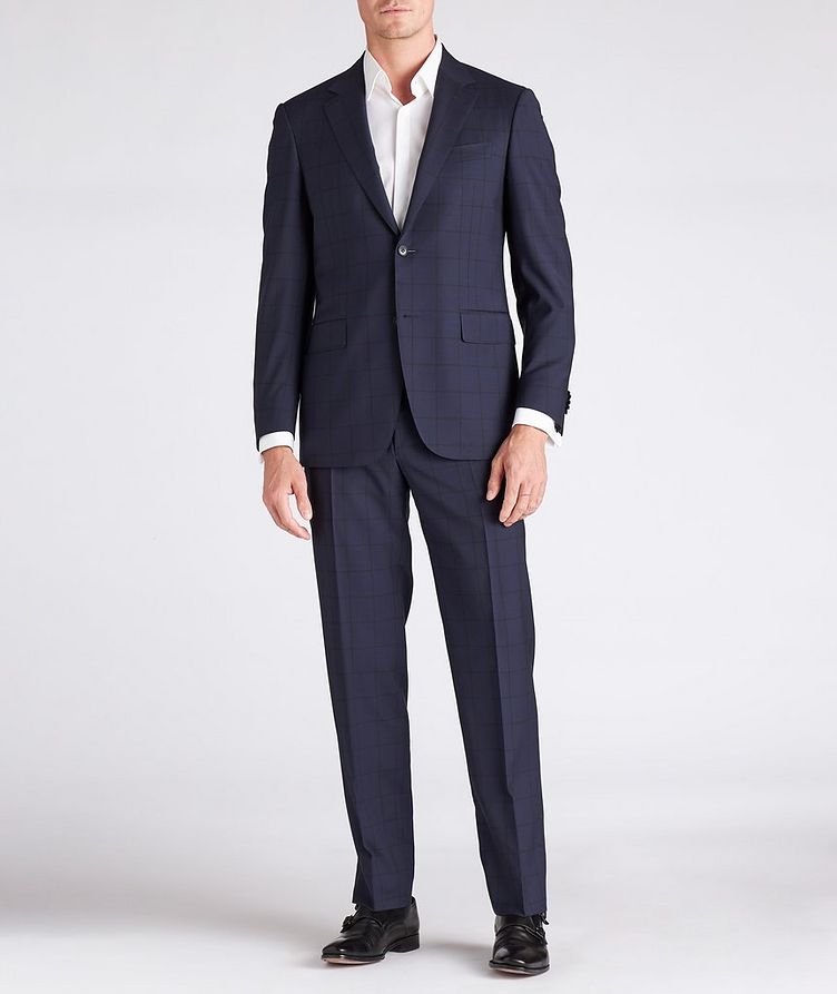 Contemporary Fit Windowpane Checked Wool Suit image 1
