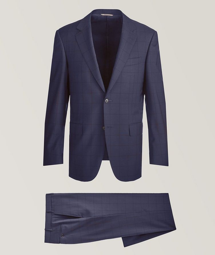 Contemporary Fit Windowpane Checked Wool Suit image 0