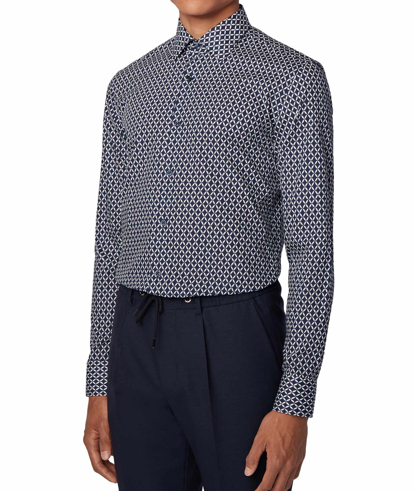 Slim Fit Diamond-Printed Dress Shirt image 1