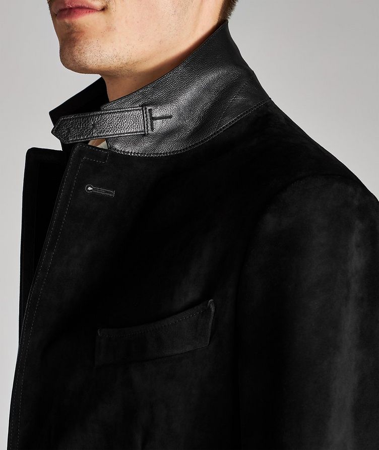 Slim Fit Leather-Trimmed Suede Sports Jacket image 3