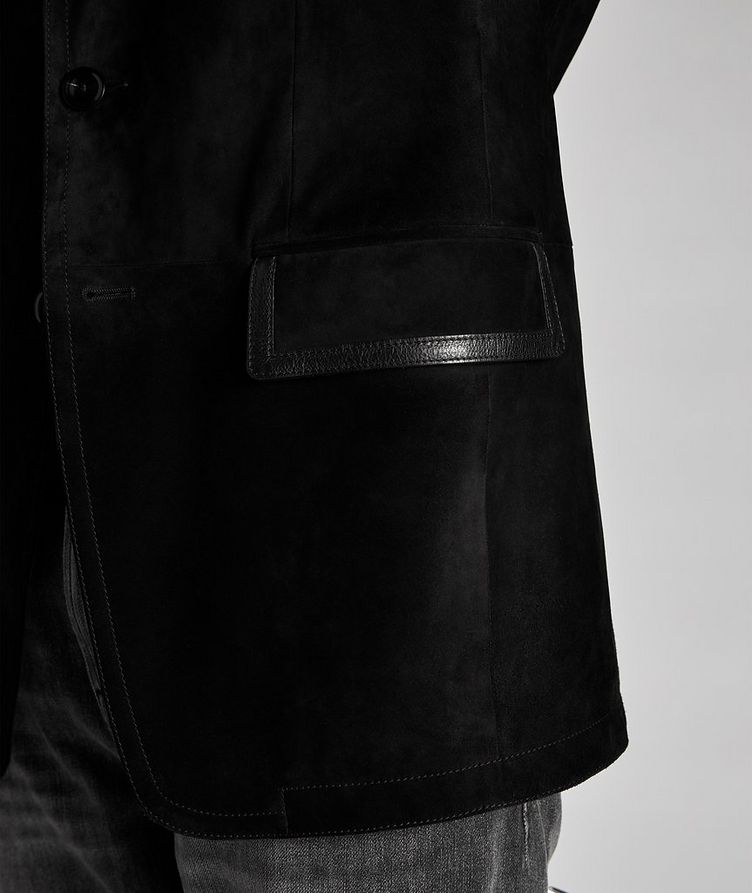 Slim Fit Leather-Trimmed Suede Sports Jacket image 4