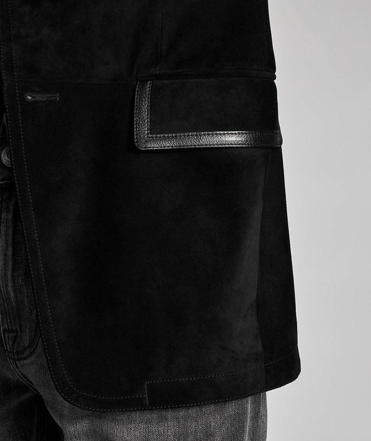 Slim Fit Leather-Trimmed Suede Sports Jacket image 5