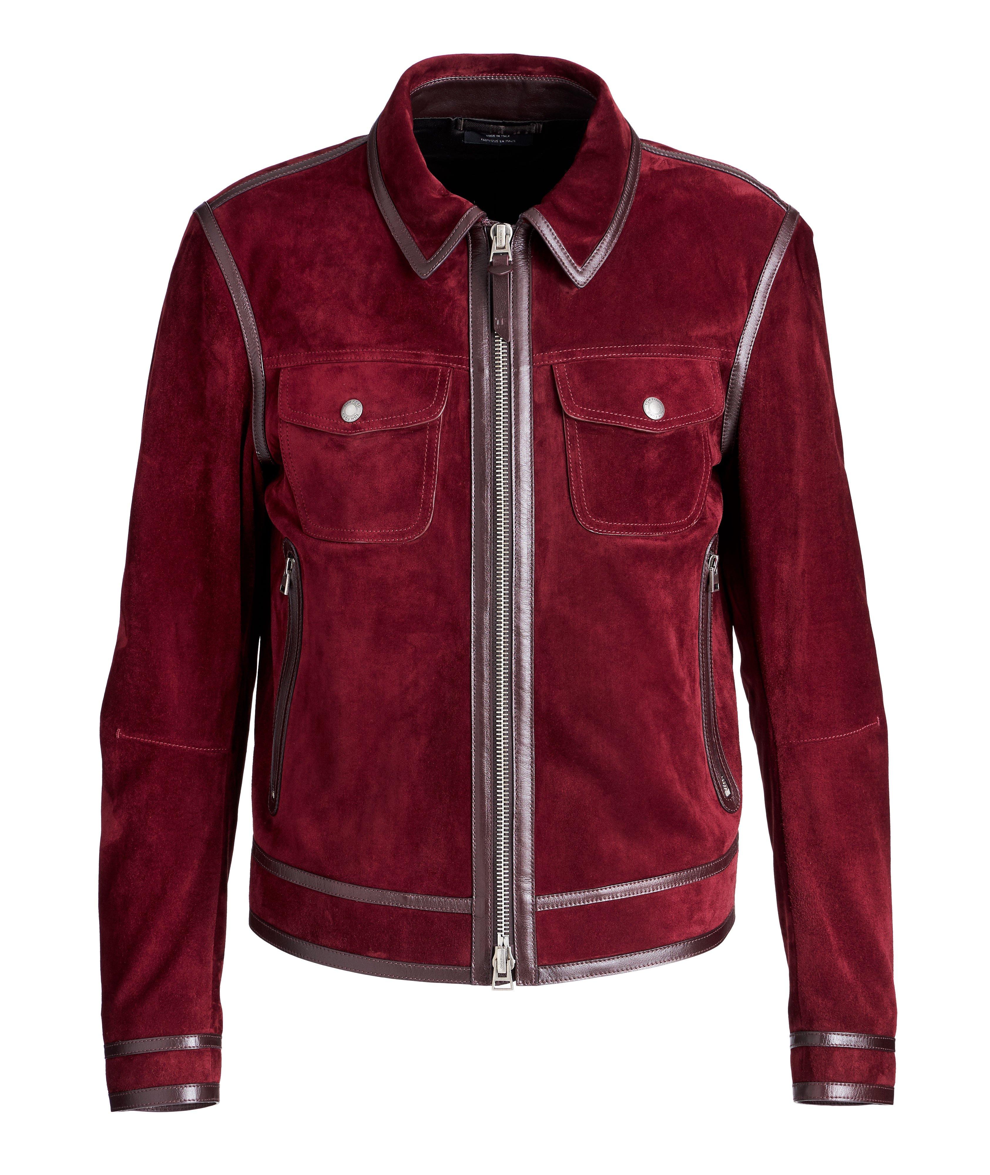 Leather-Trimmed Suede Jacket image 0