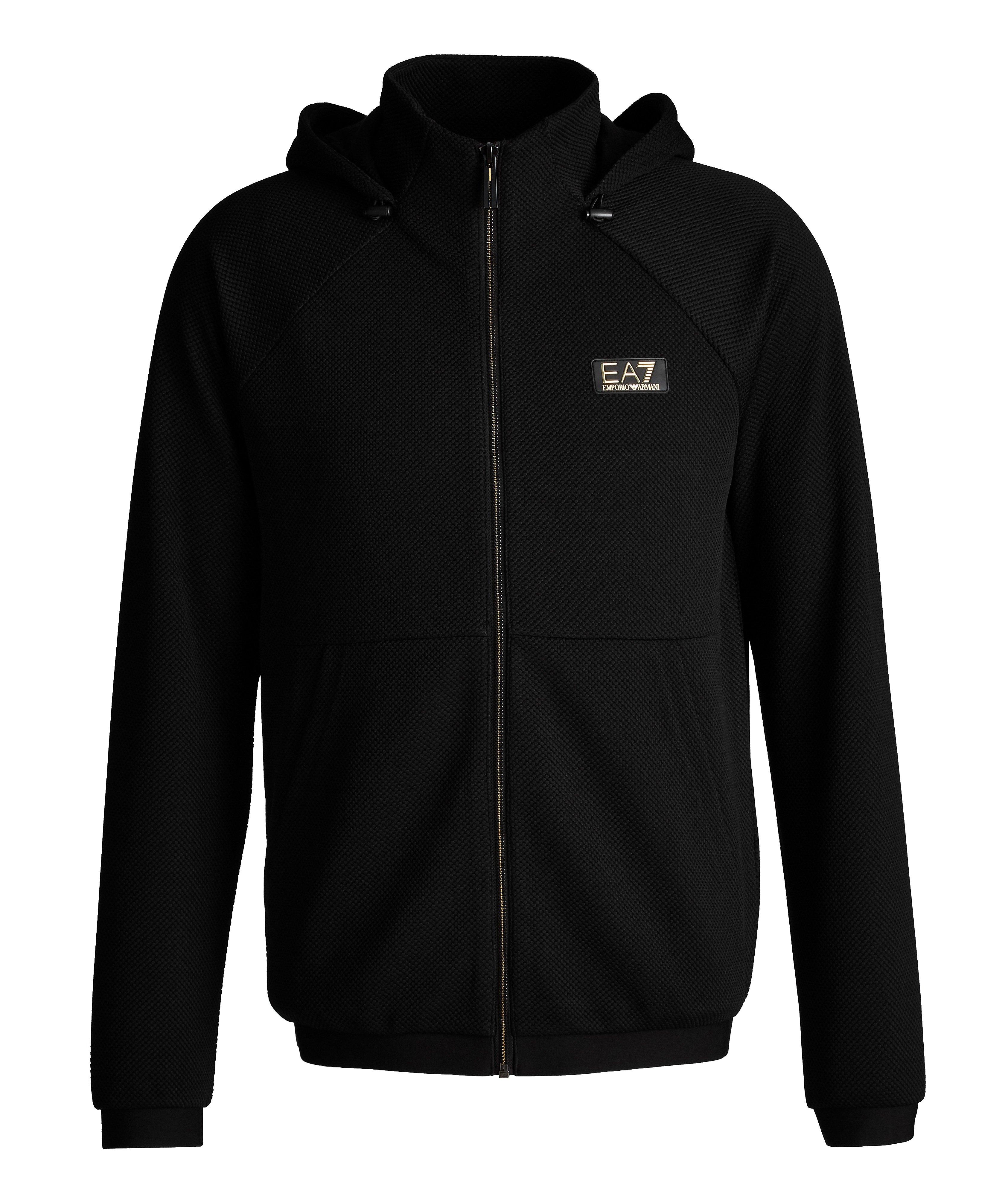 Mesh Stretch Knit Zip-Up Hoodie image 0