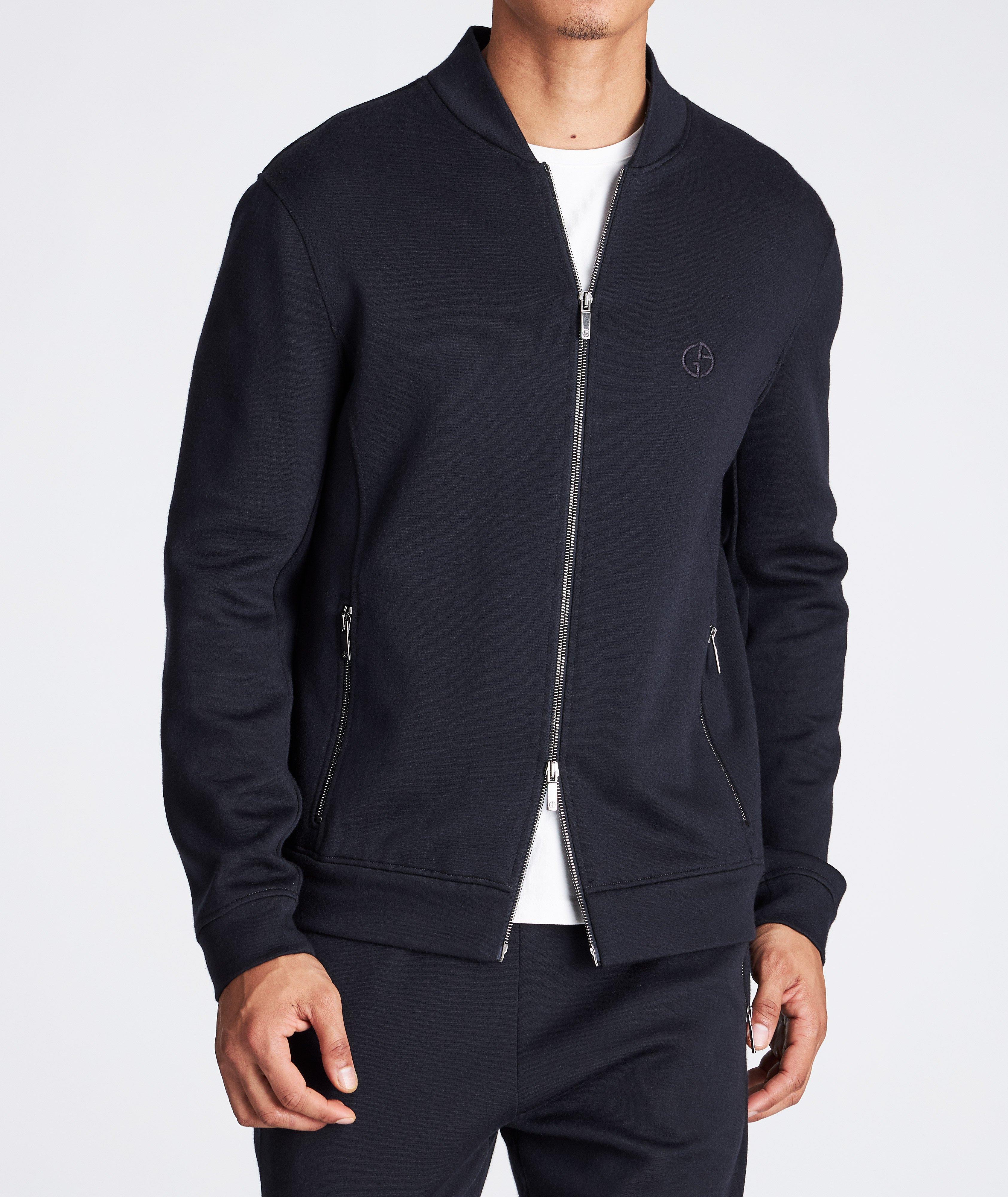 Giorgio Armani Zip-Up Cashmere-Modal Sweatshirt, Sweaters & Knits