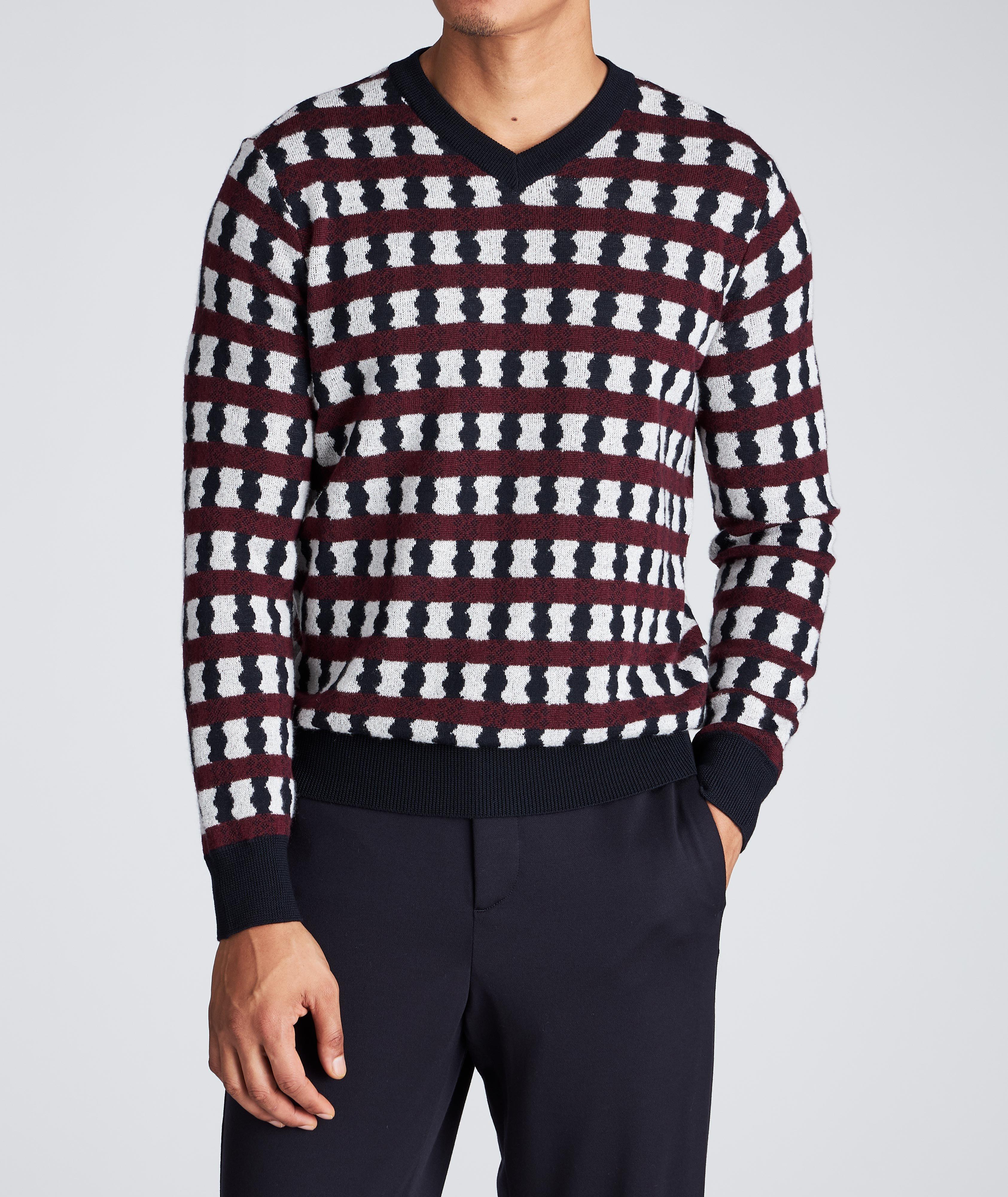 Geometric Print Wool, Cashmere & Silk Sweater image 1