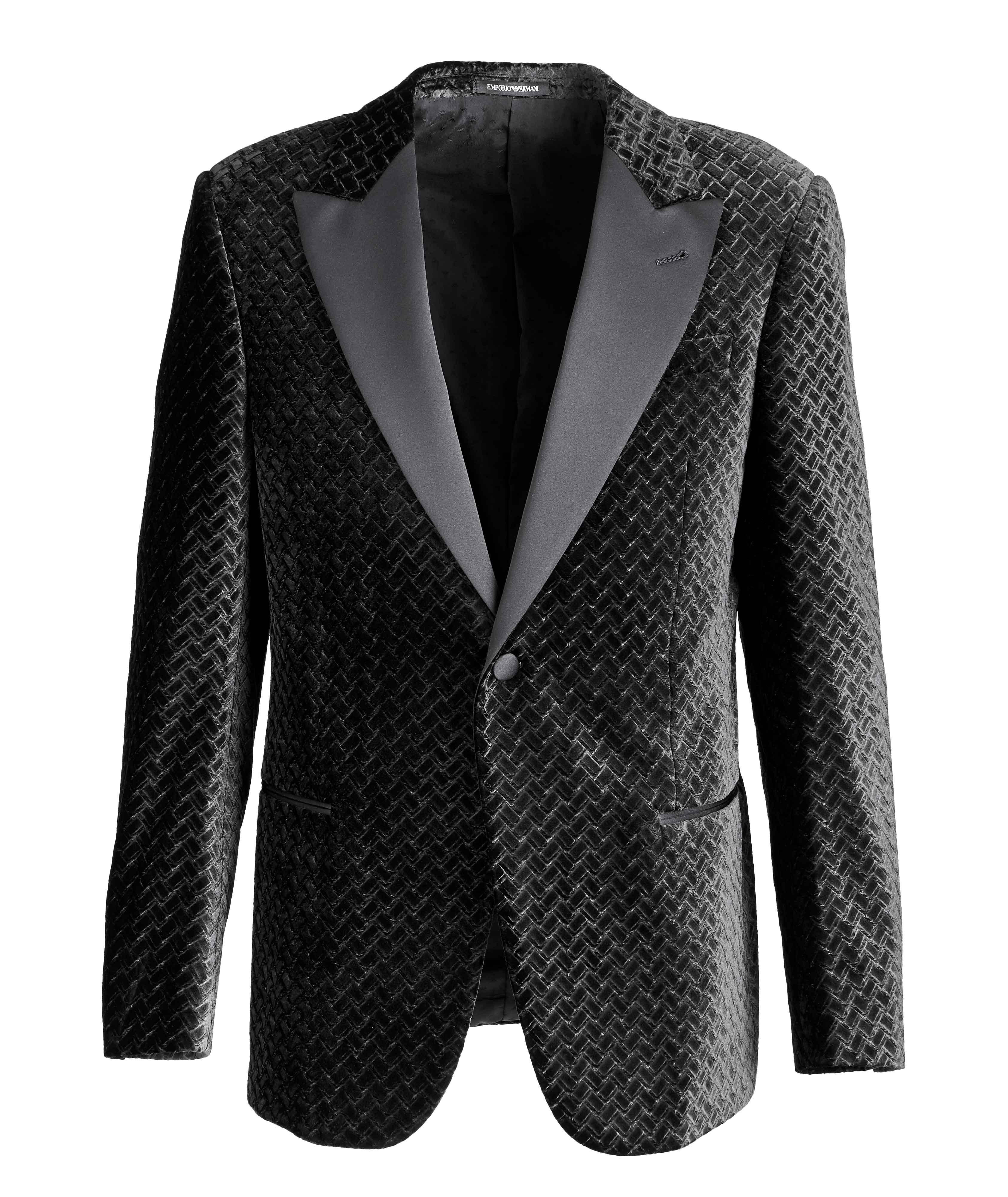 Velvet Geometric Print Tuxedo Jacket image 0
