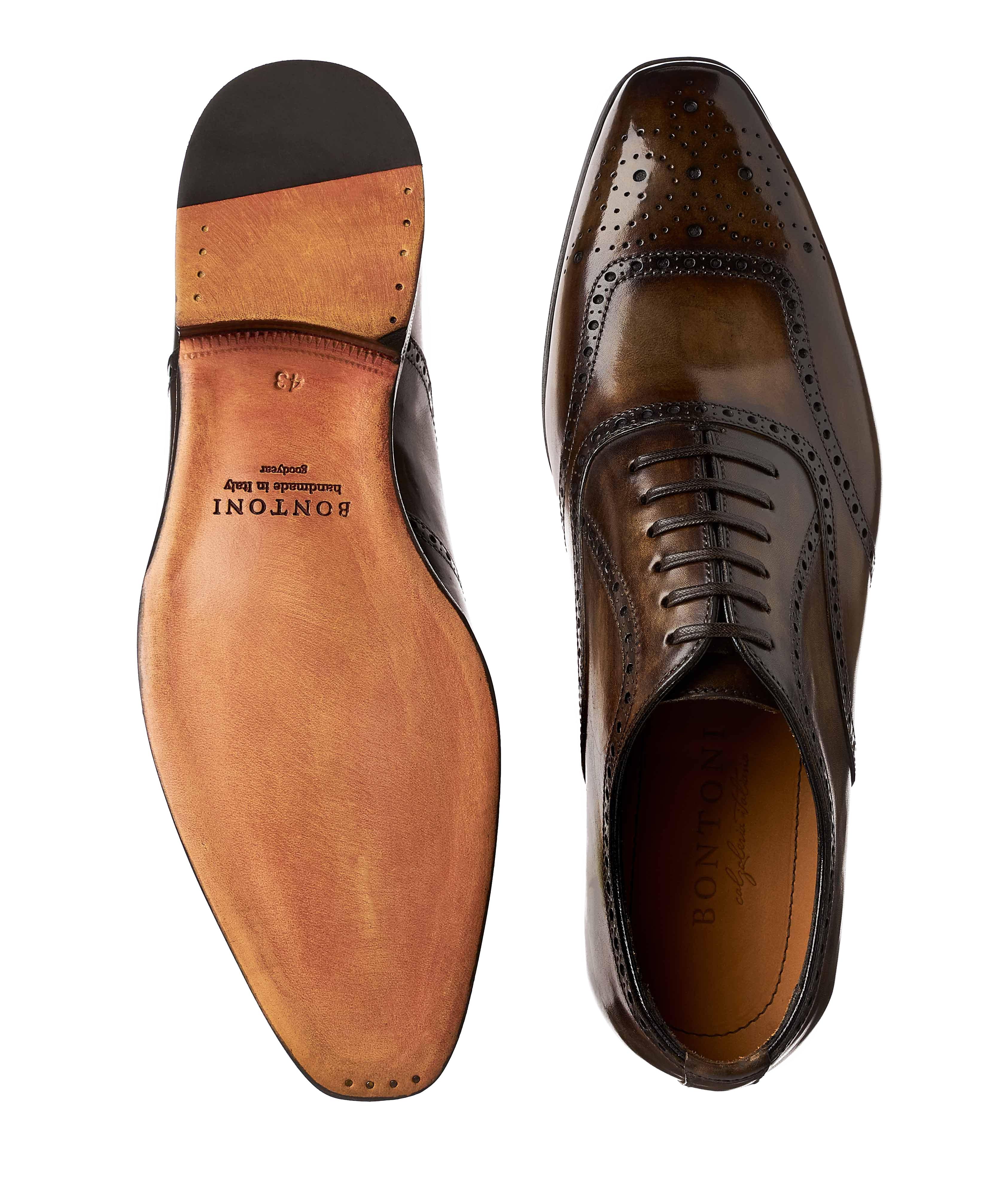 Embossed Cap-Toe Leather Oxfords image 2