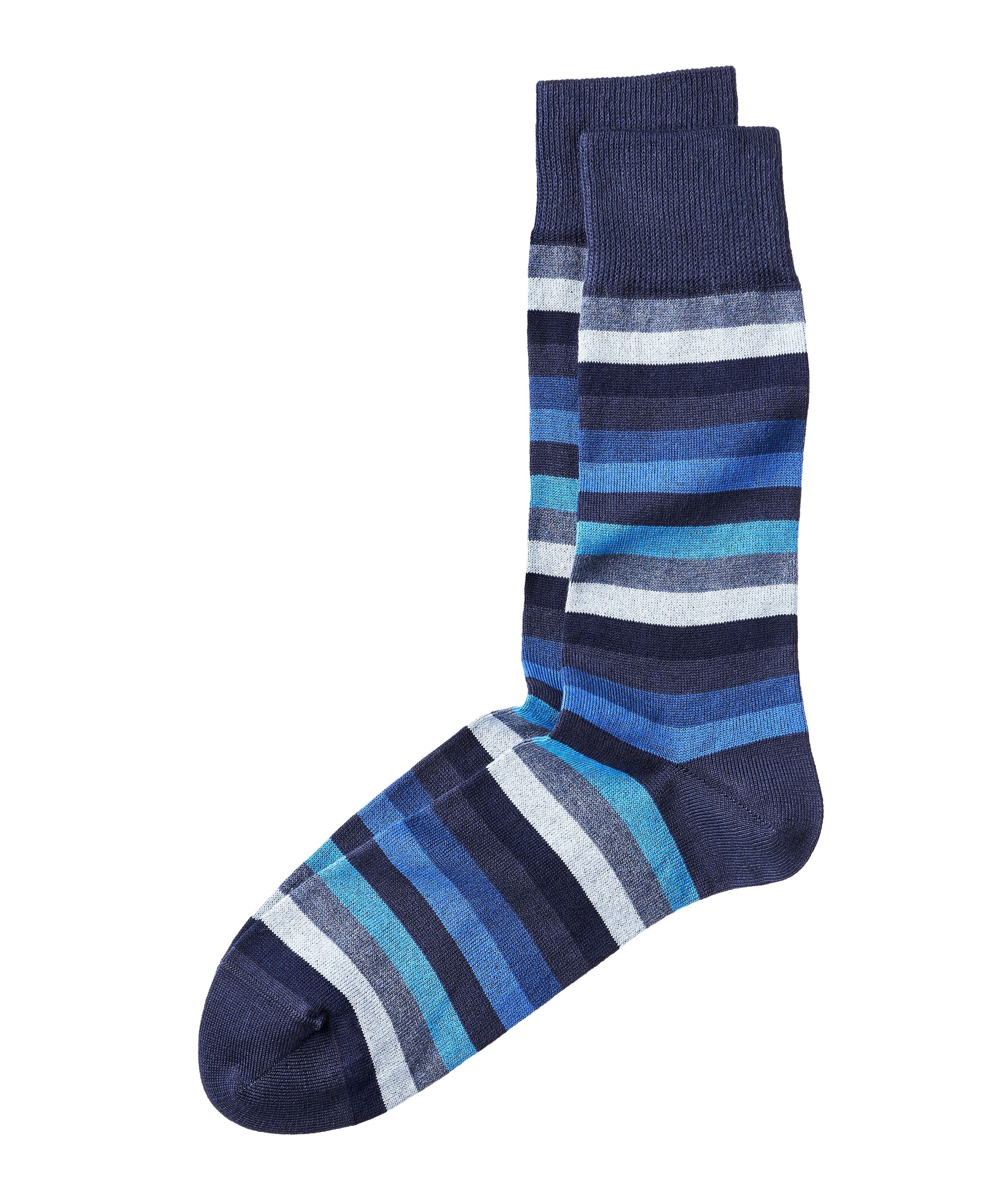 Striped Stretch Cotton-Cashmere Socks image 0