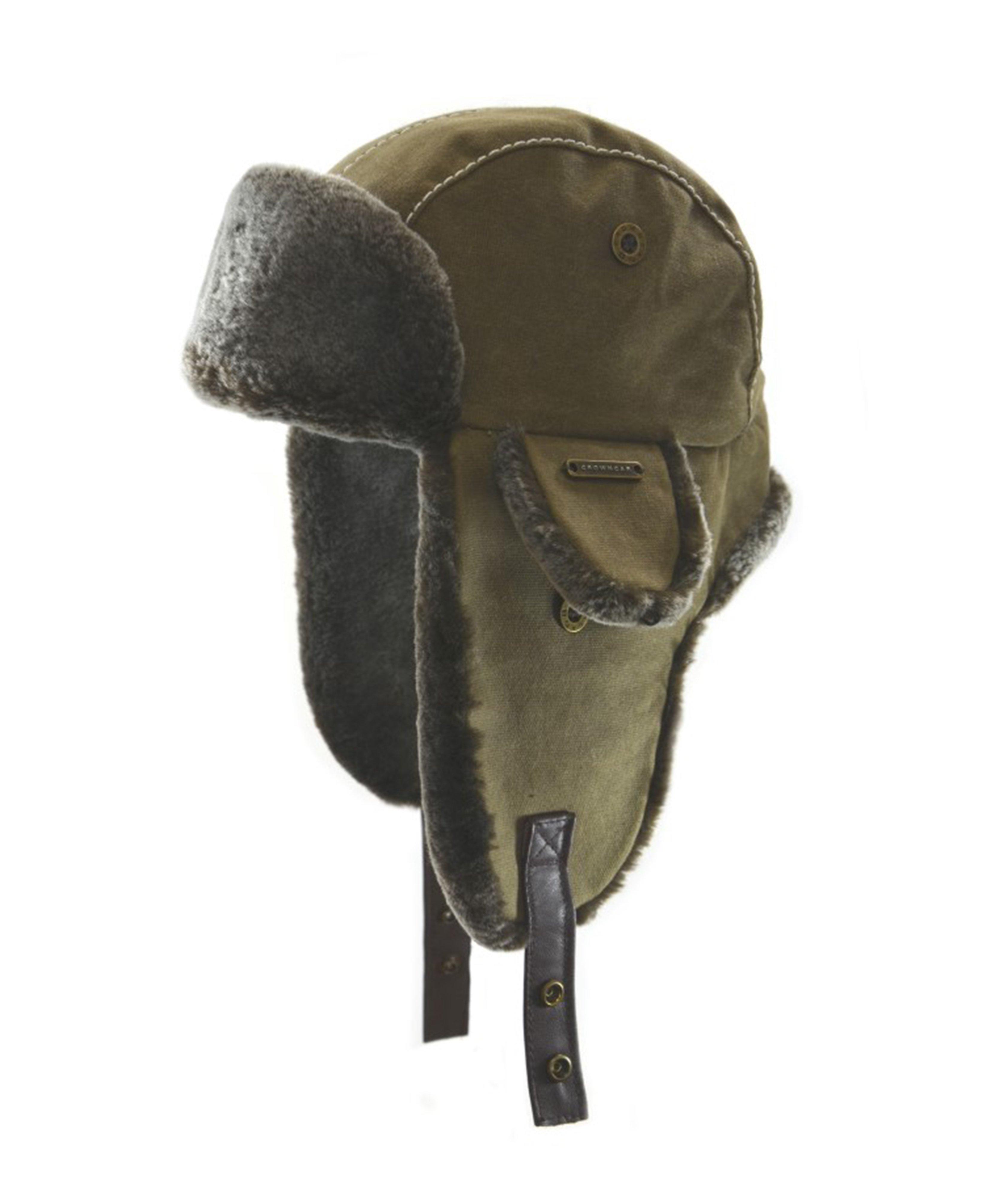 Waxed Cotton Shearling Aviator Cap image 0