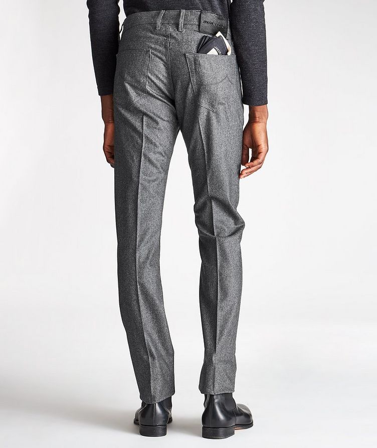 Slim Fit Pleated Five-Pocket Wool Pants image 1