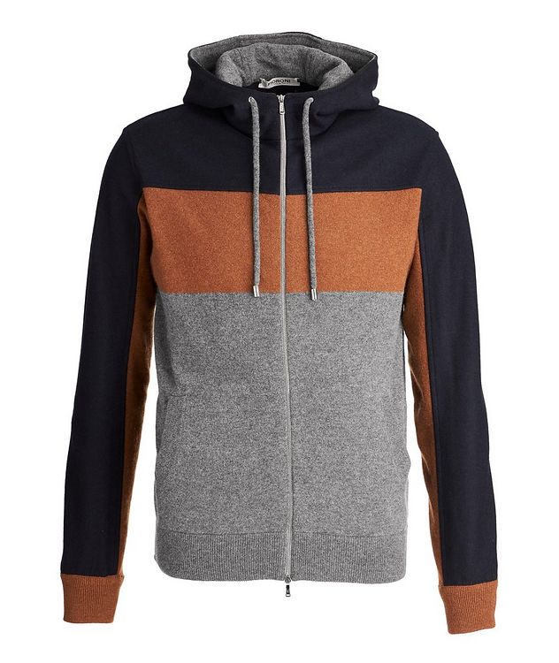 Colour Block Cashmere Zip-Up Hoodie picture 1