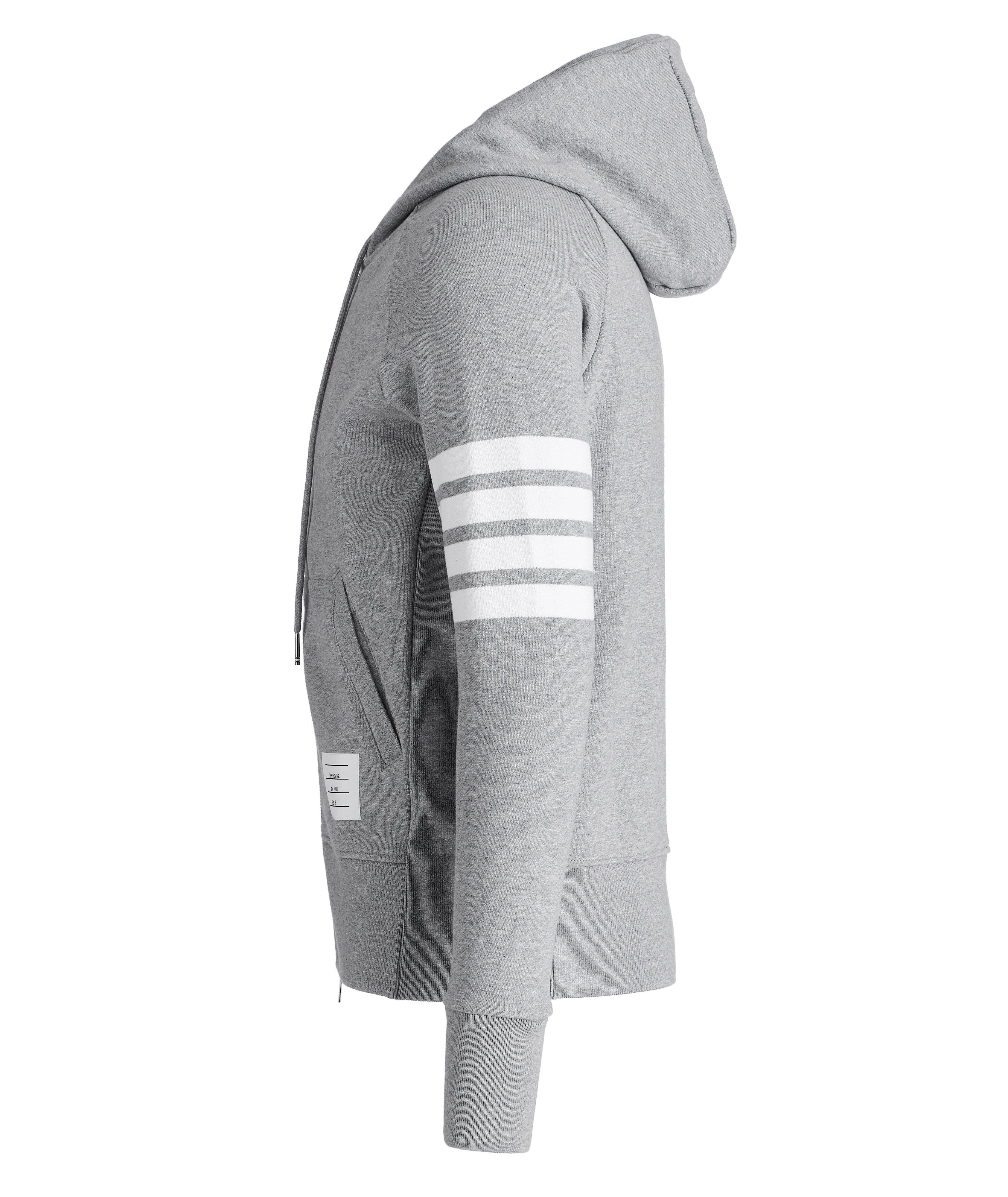 Striped-Sleeve Zip-Up Hoodie image 1