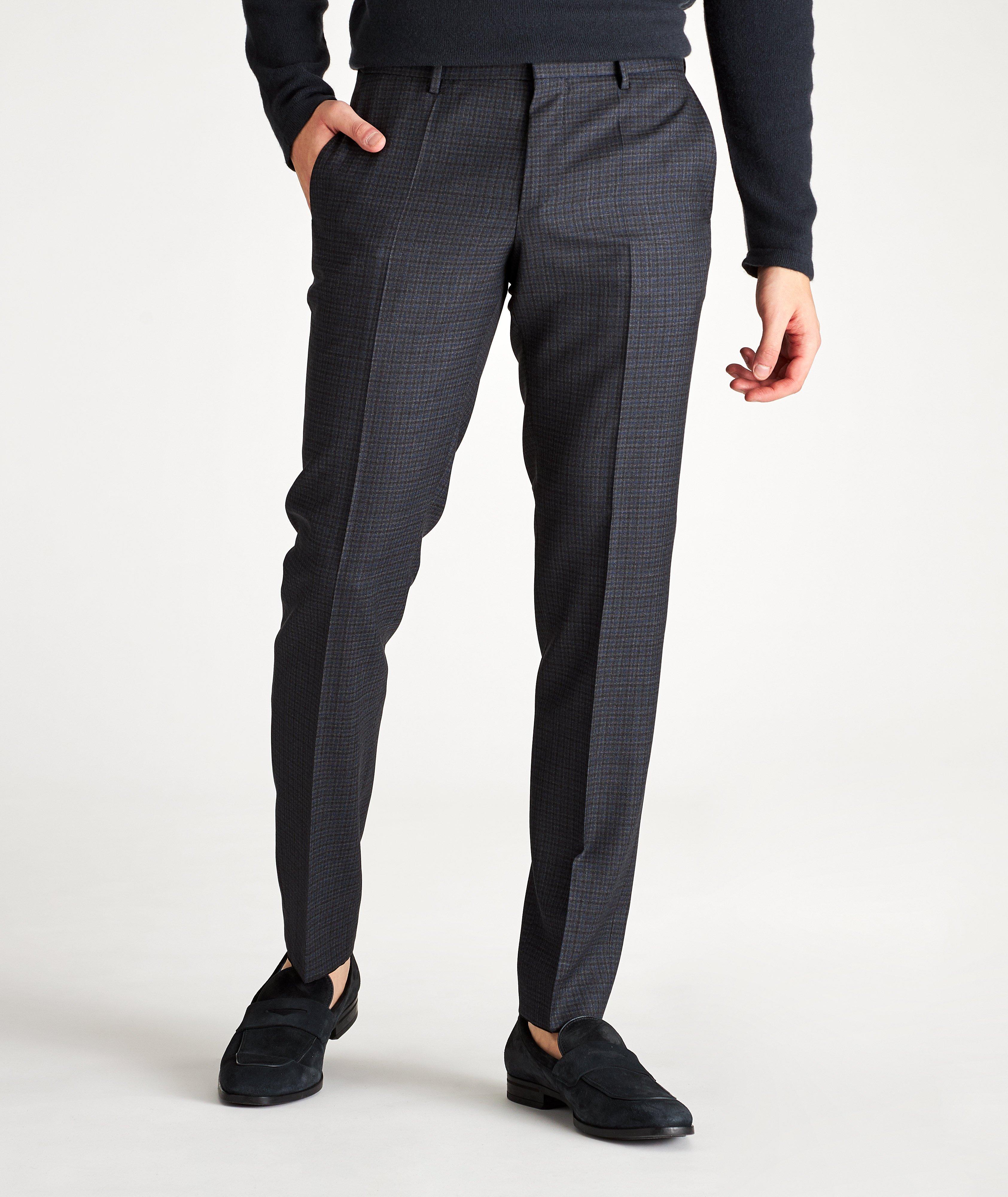 Pantalon habillé Ben2 en laine à motif quadrillé de coupe amincie image 0