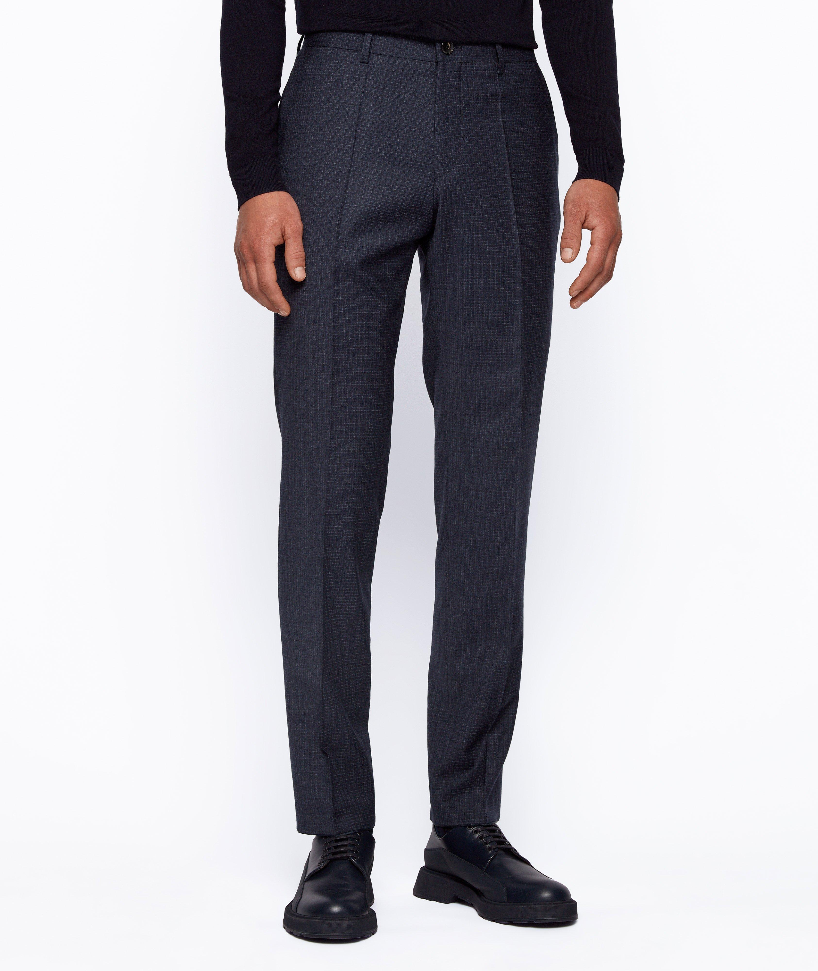Slim Fit Checkered Stretch Wool Trousers image 1