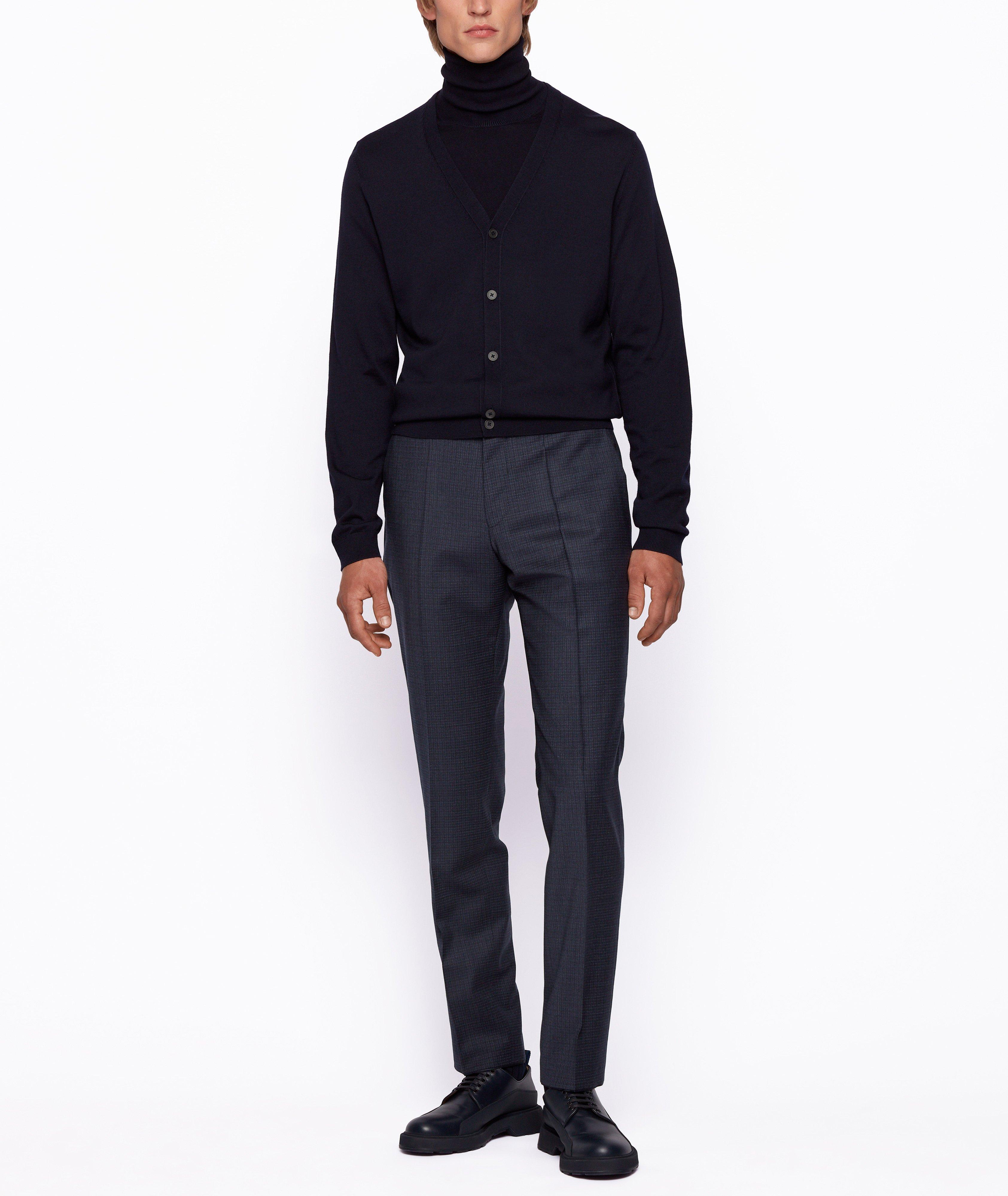 Slim Fit Checkered Stretch Wool Trousers image 3