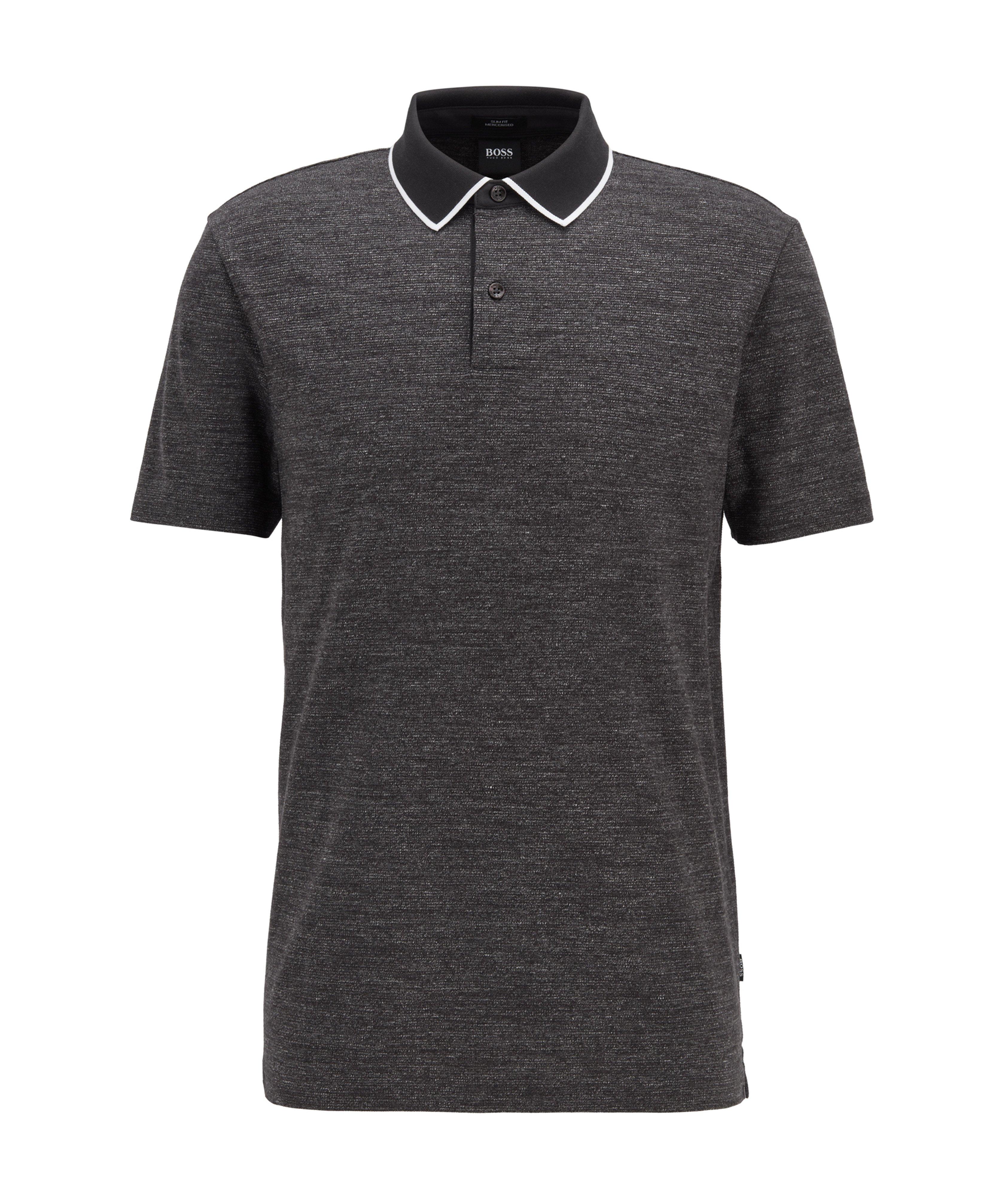 Slim-Fit Heathered-Cotton Polo image 0