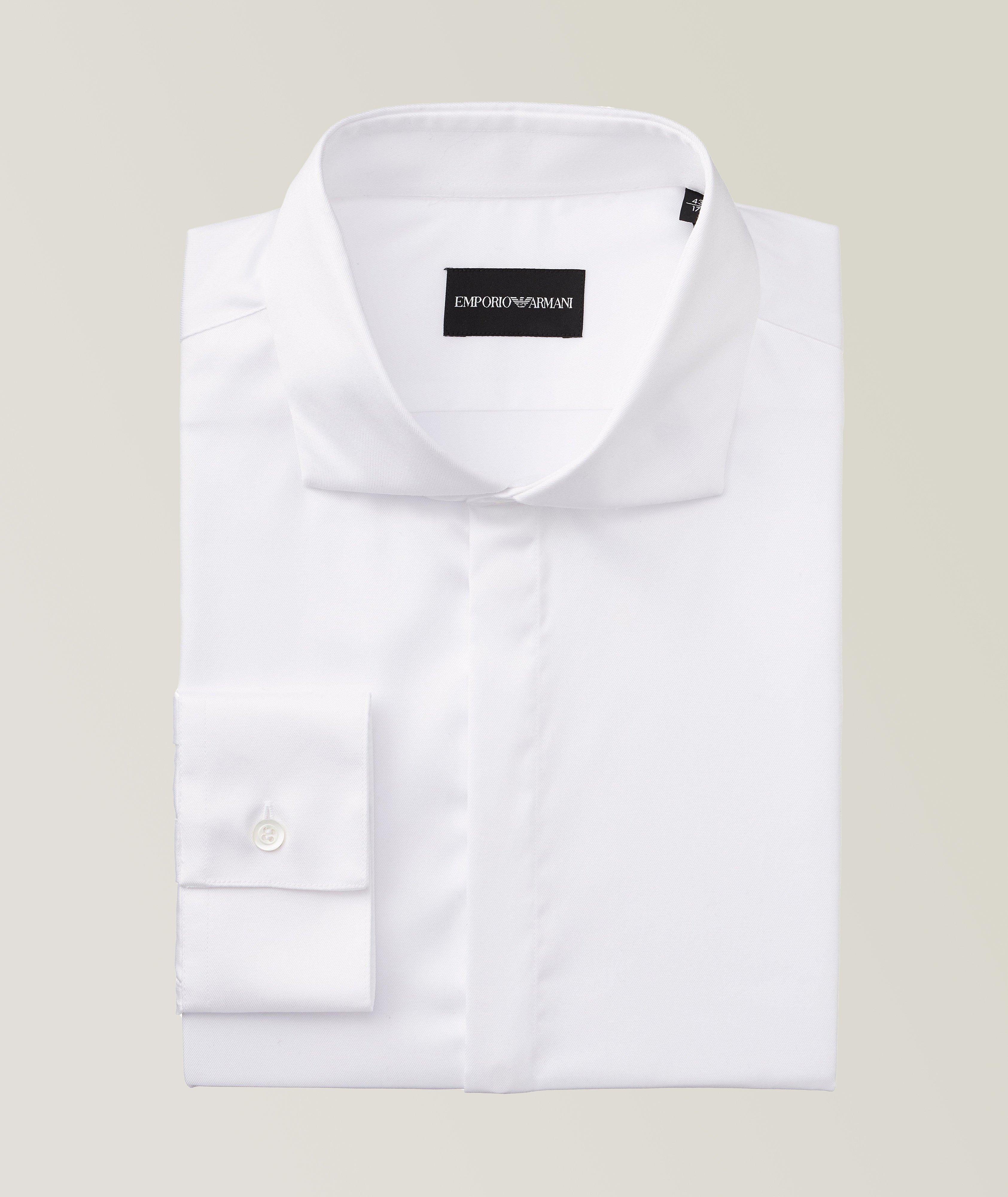 White Poplin Stretch Slim Fit Single Cuff Shirt