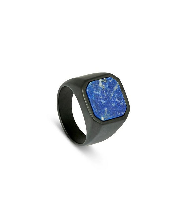 Chevalière en céramique à détail en lapis-lazuli image 1