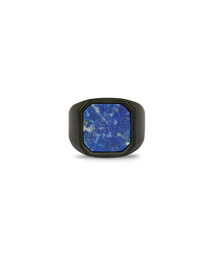 Chevalière en céramique à détail en lapis-lazuli image 2