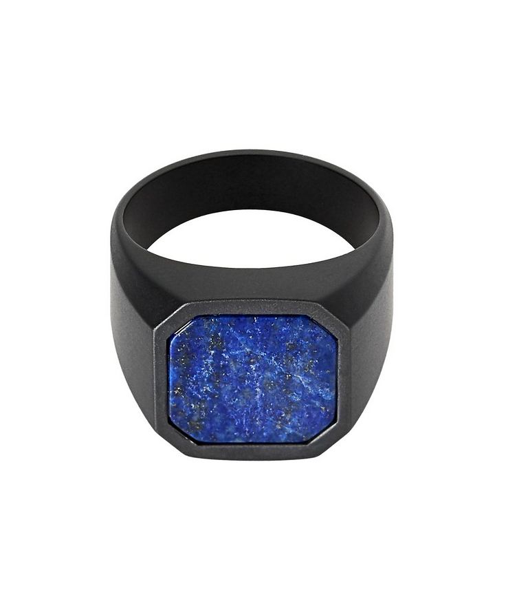 Chevalière en céramique à détail en lapis-lazuli image 0