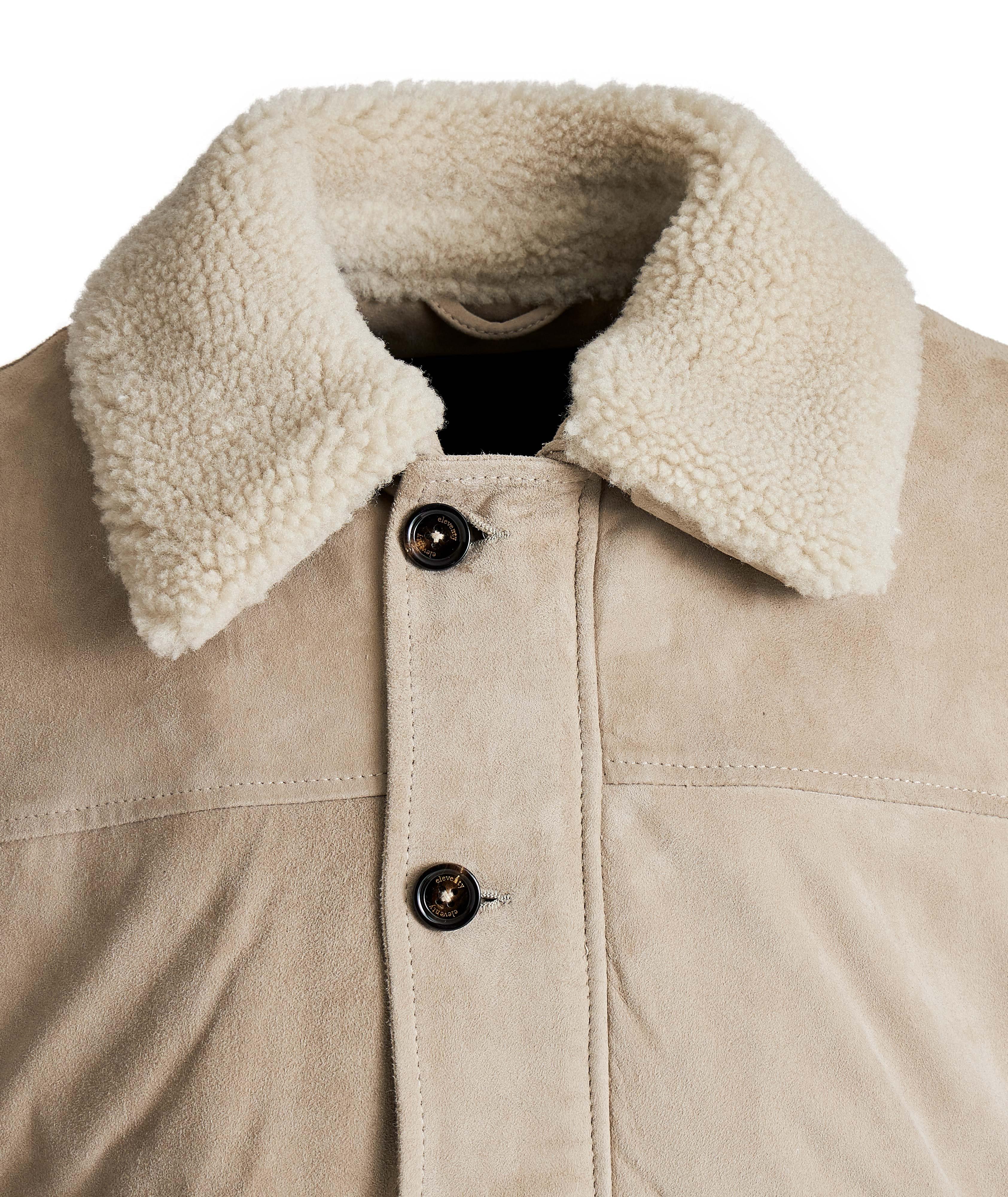 Suede-Shearling Bomber Jacket image 1