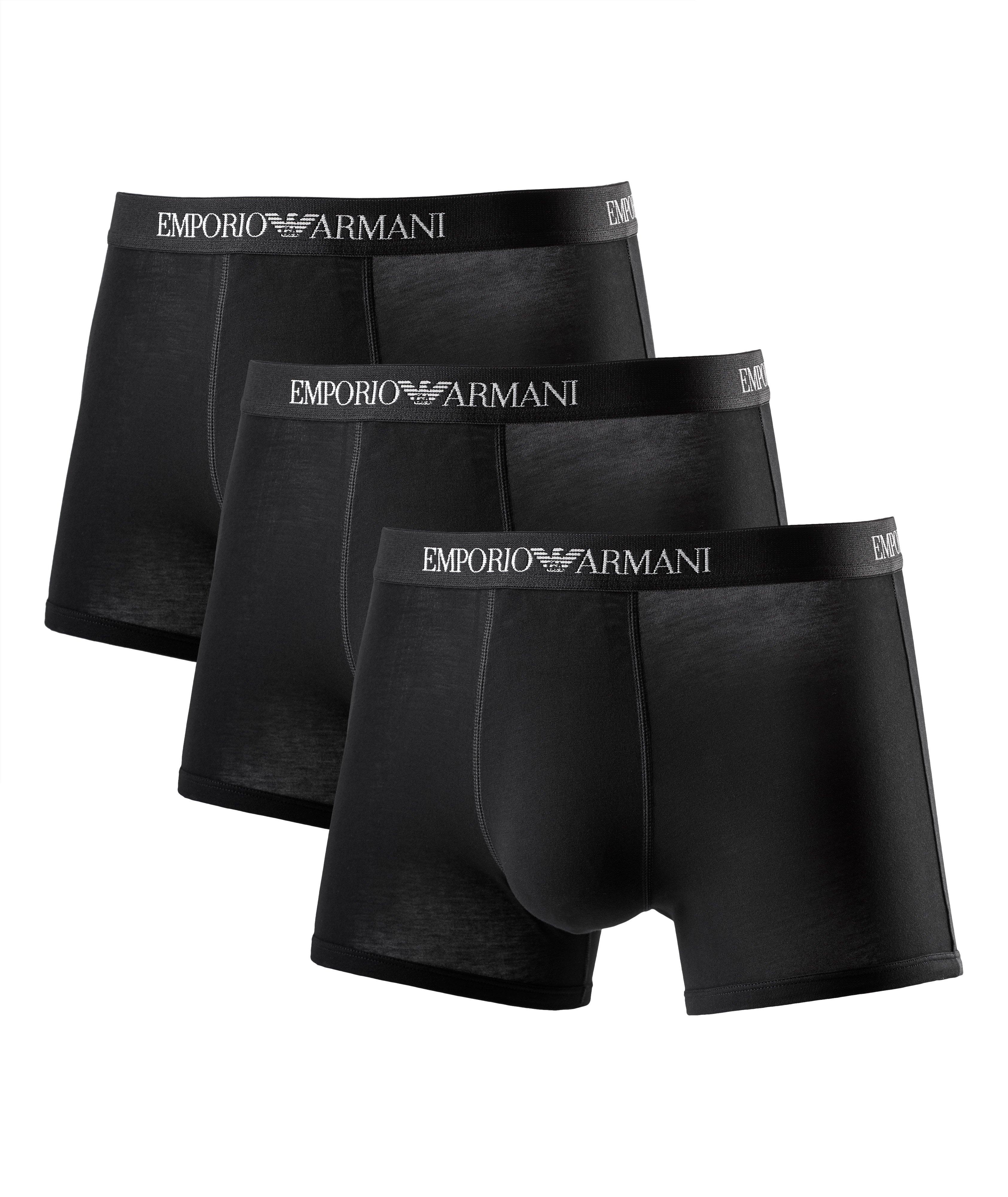 Emporio Armani Men's Stretch Cotton Boxer Brief, Black, Small at
