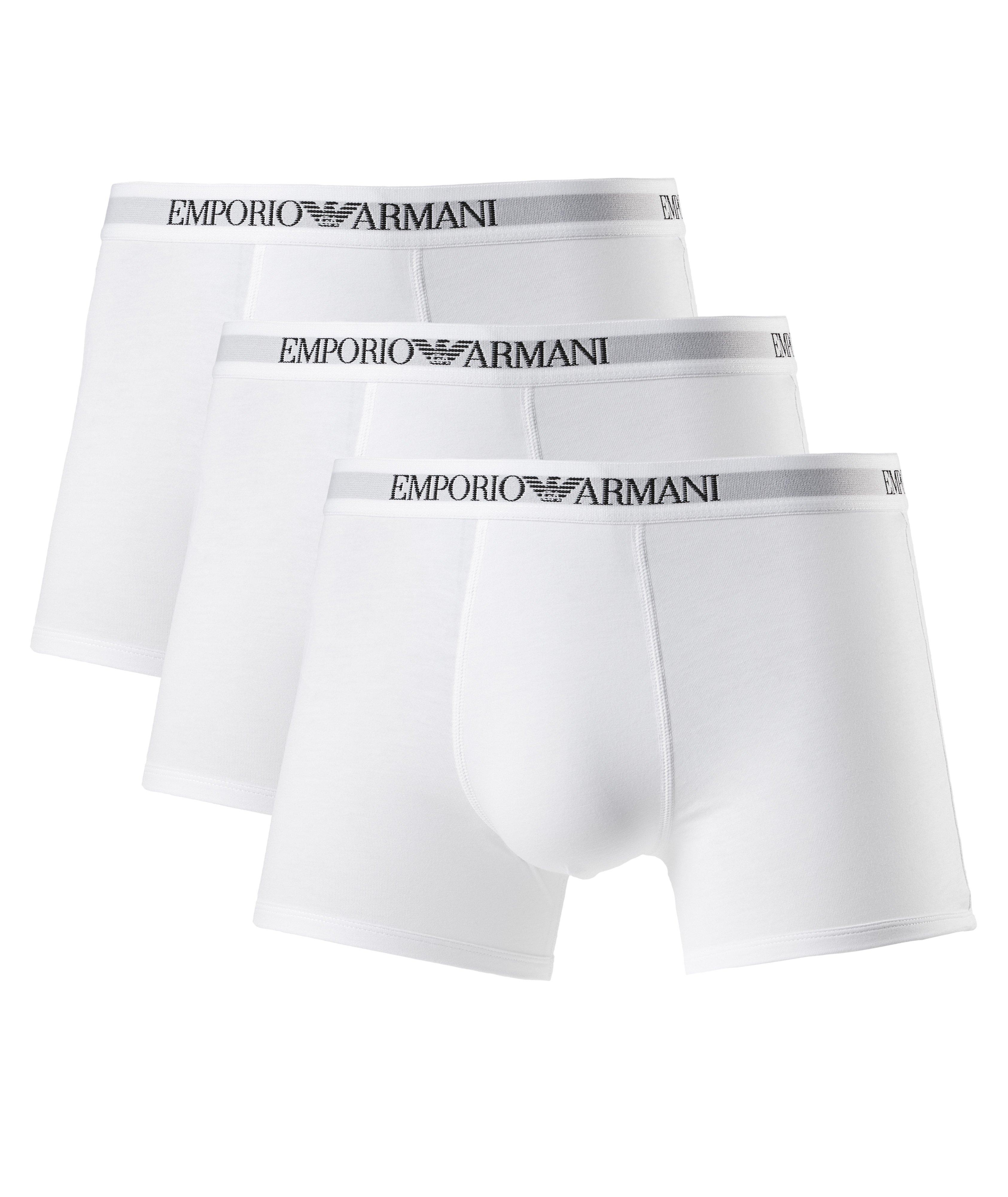 Emporio Armani Mixed Waistband Cotton Boxer Briefs - Black - Blue