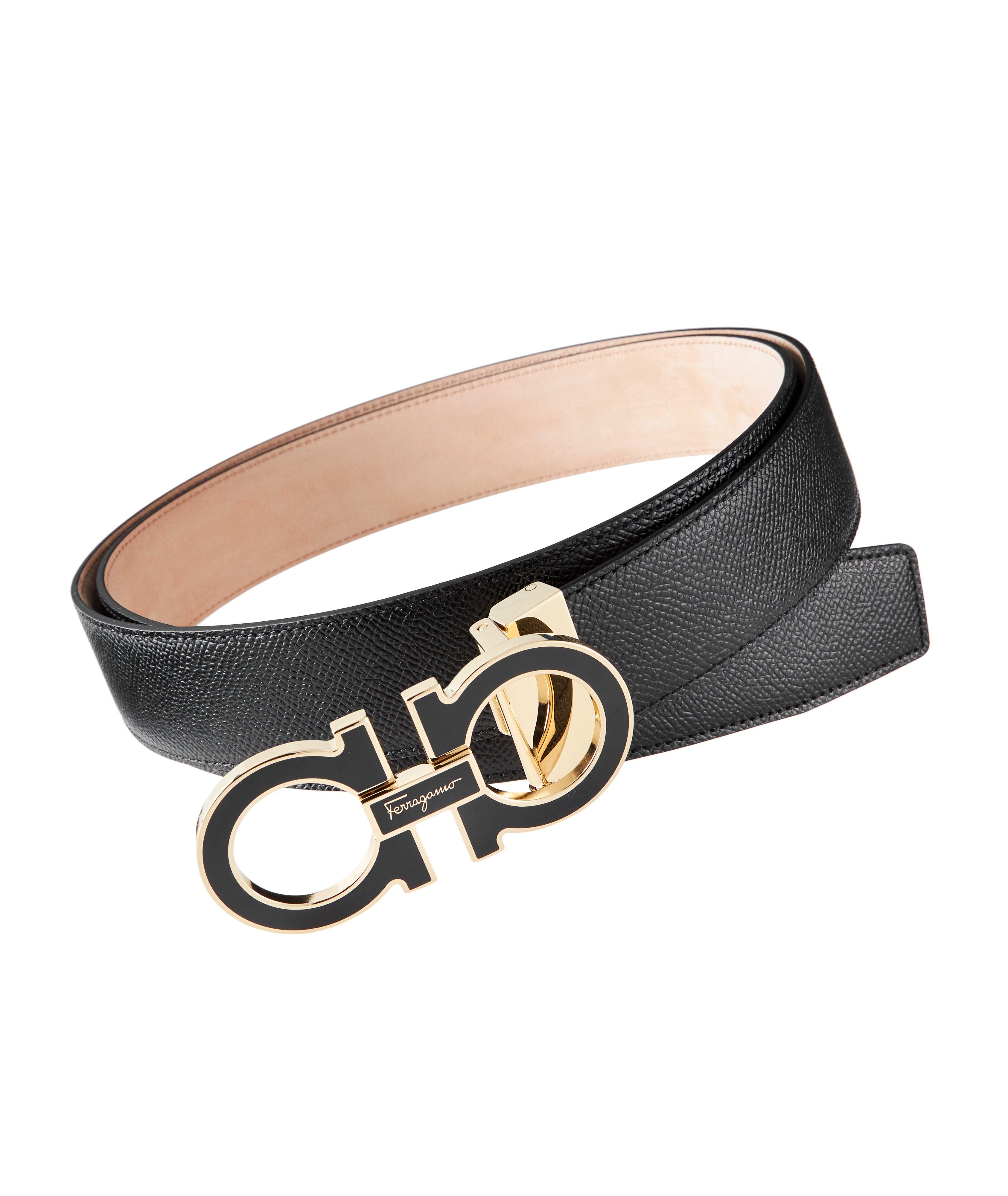 Double Gancini Leather Belt image 0