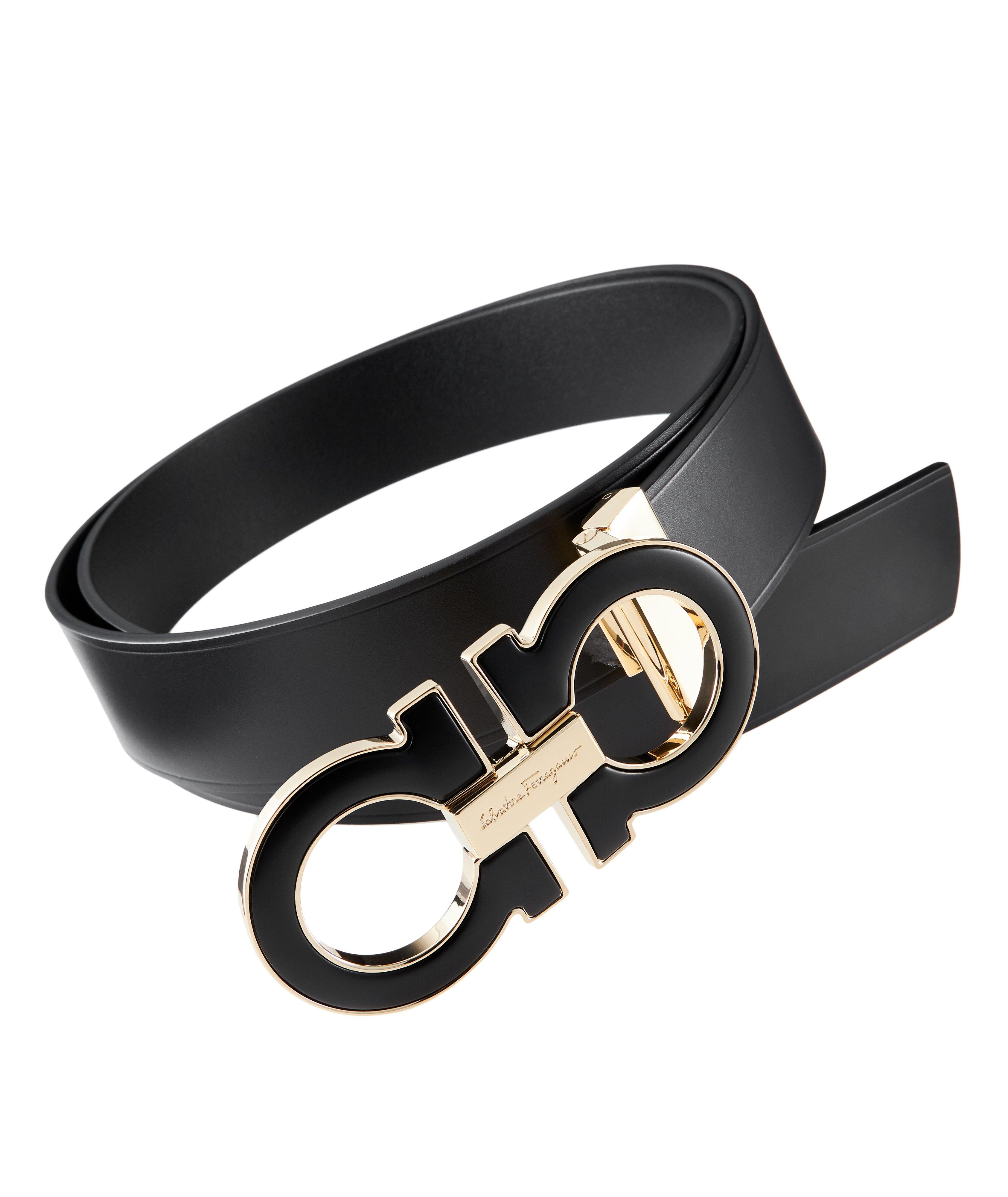 Double Gancini Leather Belt image 0